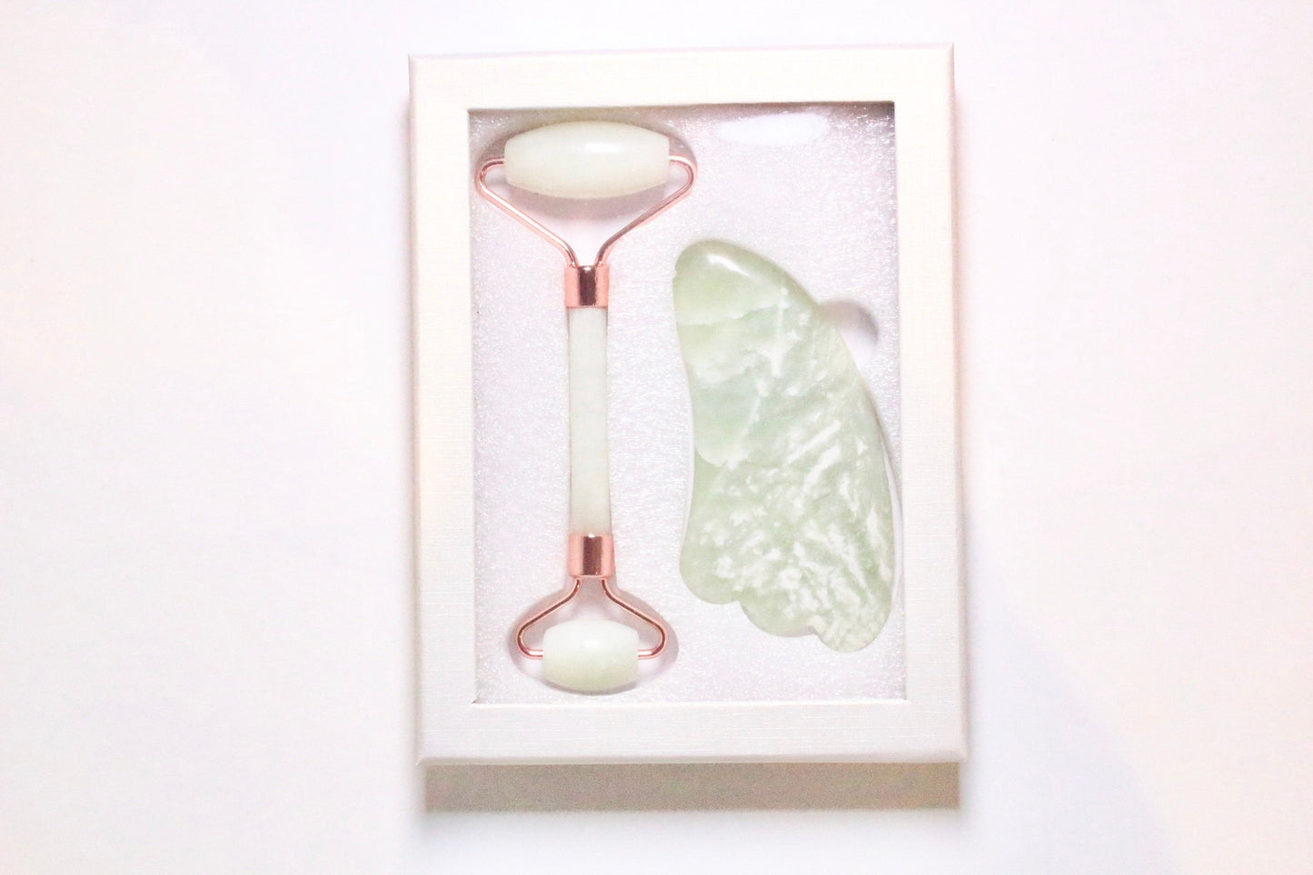 Coffret Gua Sha 3 embouts & rouleau massage Jade - Foliesbijoux