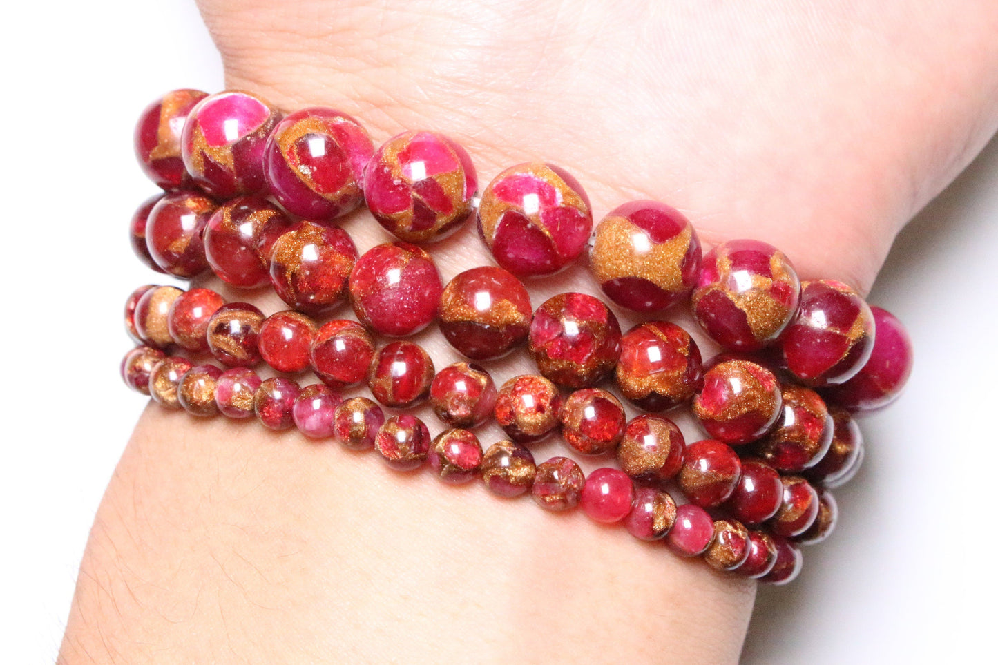 Bracelet Jaspe rouge A doré chauffée - Foliesbijoux