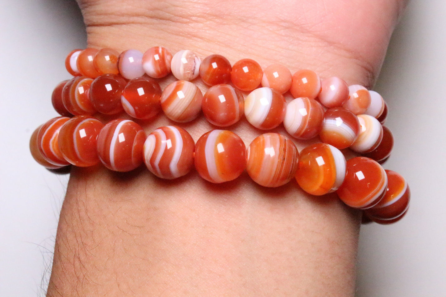 Bracelet Agate Botswana orange AA - Foliesbijoux
