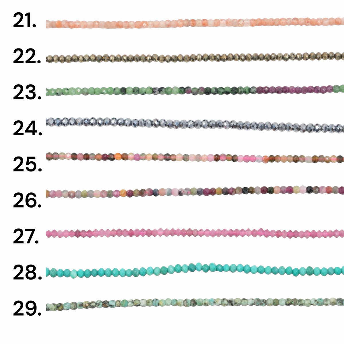 Fil de perles facettés 2x3 mm (29 pierres disponible) NEW