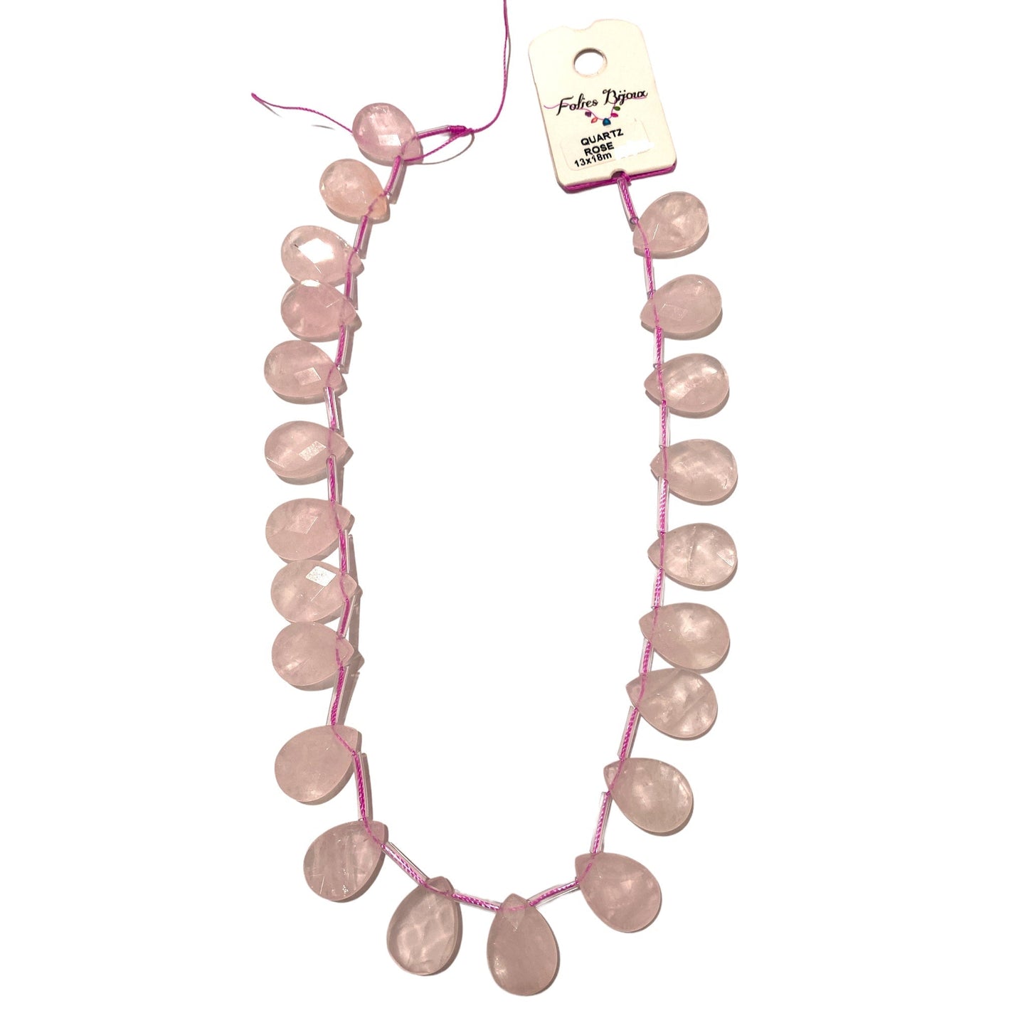 22 pendentifs Quartz rose goutte facetté plate - Foliesbijoux