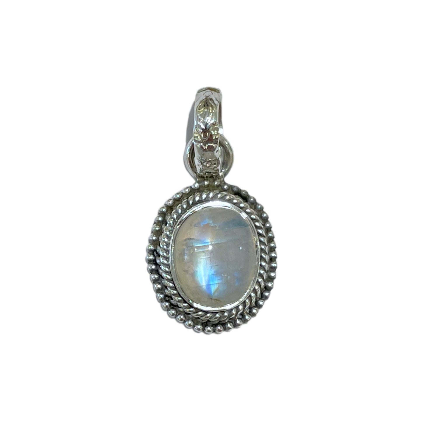 Pendentif Argent 925 & pierre de lune bleu - Foliesbijoux