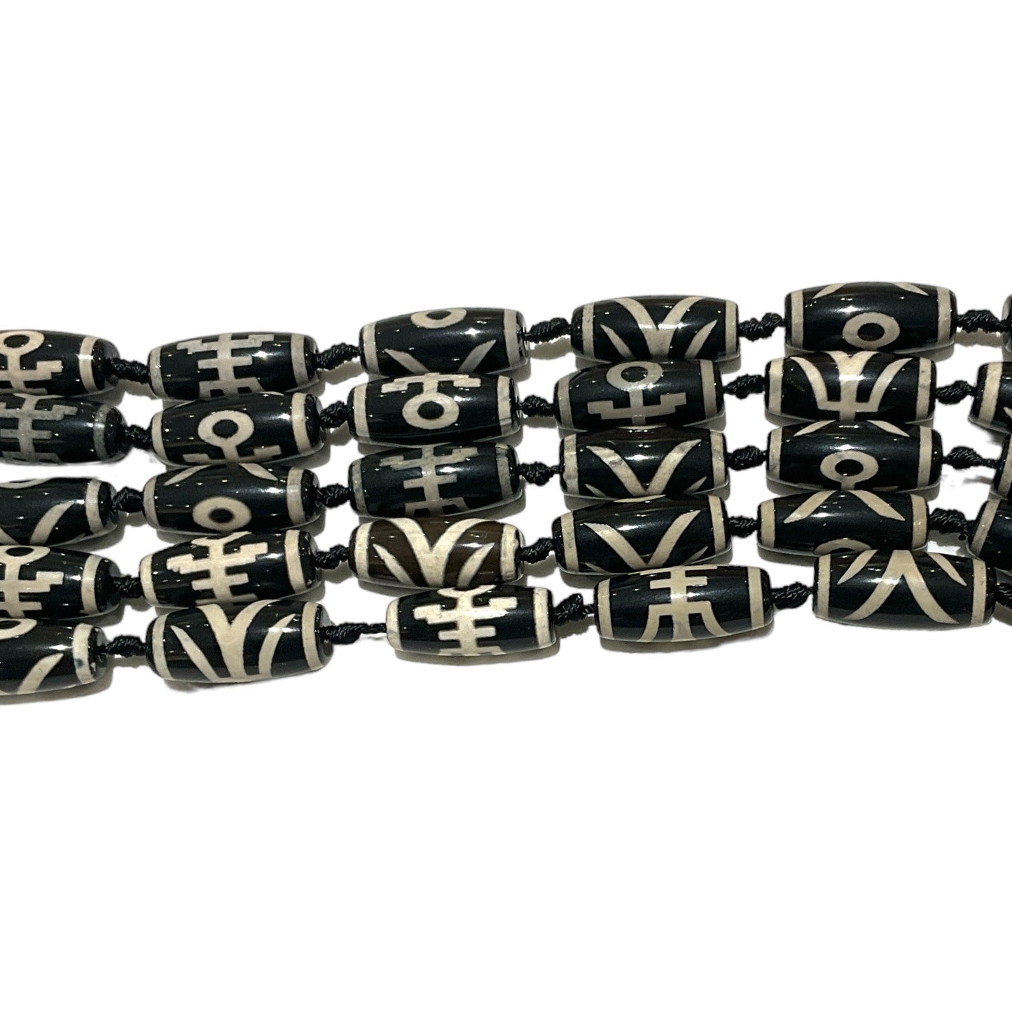 Fil Agate du Tibet 11x30mm Dzi #8 - Foliesbijoux