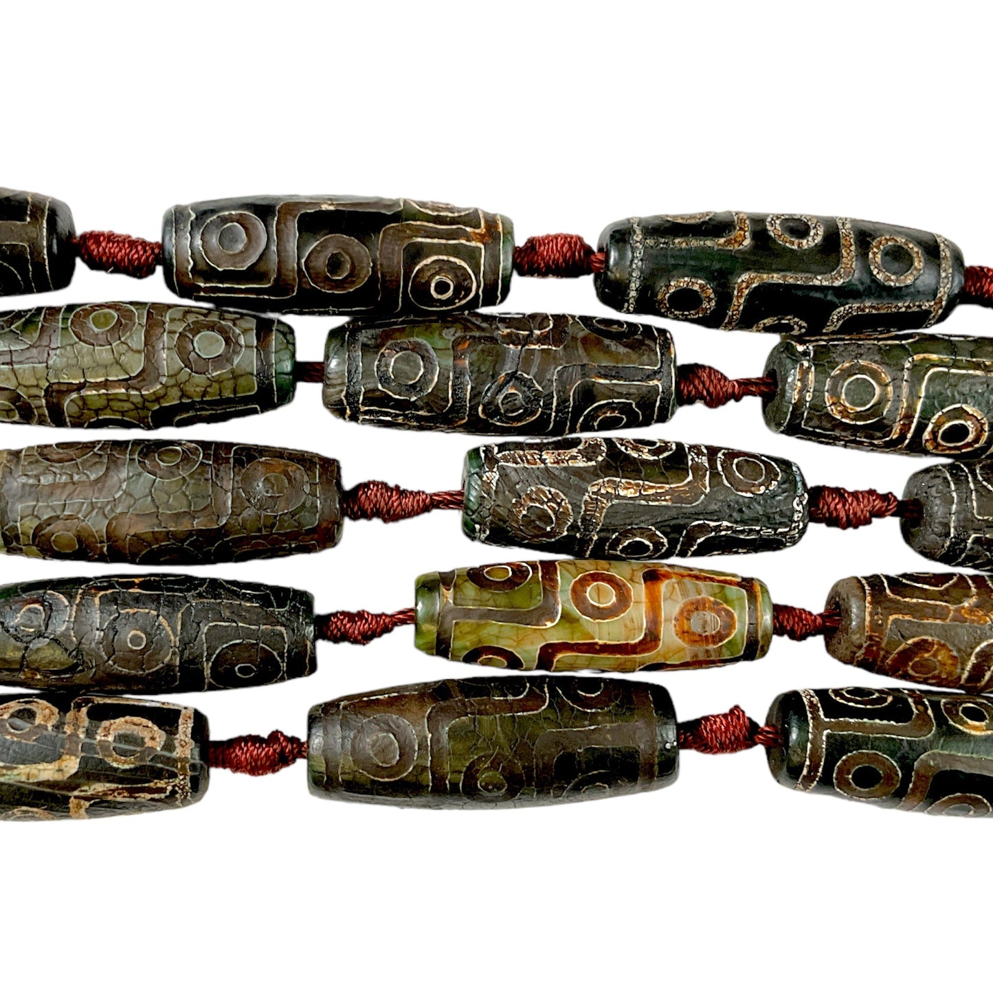 Fil Agate du Tibet Dzi 14 x 40 mm - Foliesbijoux