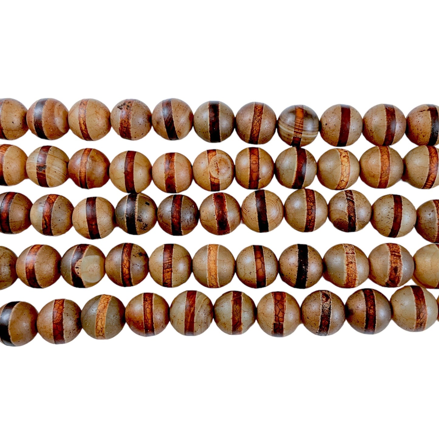 Fil de perle Agate du Tibet 10 mm matte #46 - Foliesbijoux