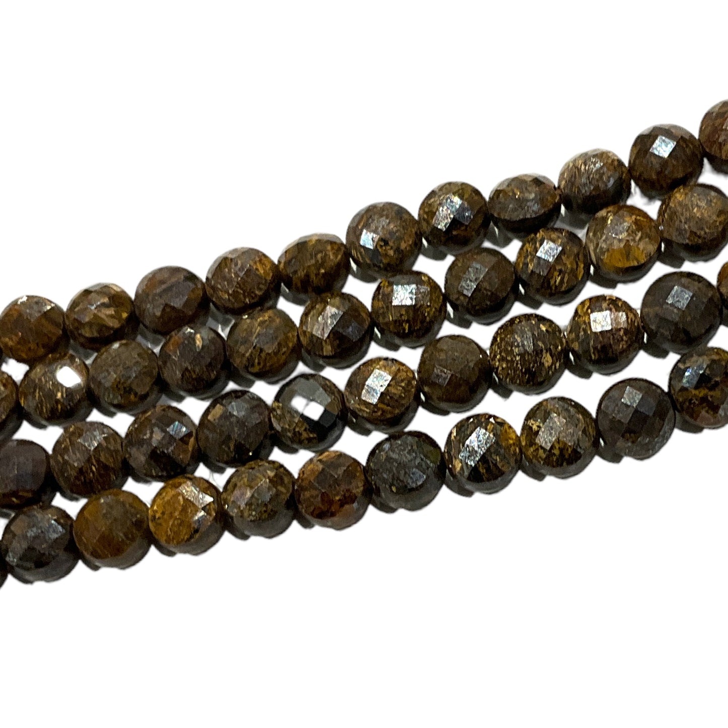 Fil de Bronzite en rond plat facetté 6x6 - Foliesbijoux