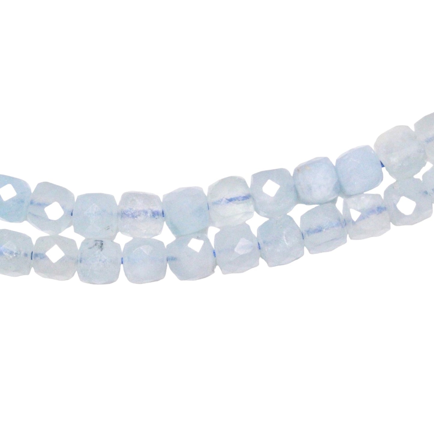 Fil Aigue marine carré facetté 4x4 mm - Foliesbijoux