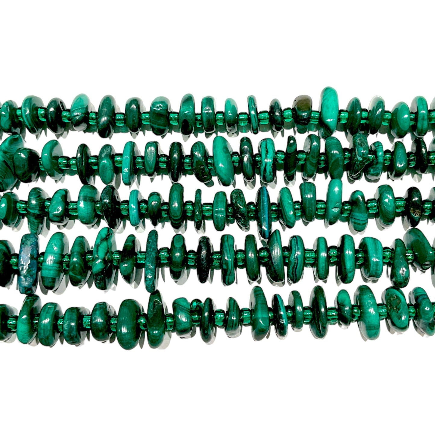 Fil de pierre baroque malachite 5 x 12 mm - Foliesbijoux