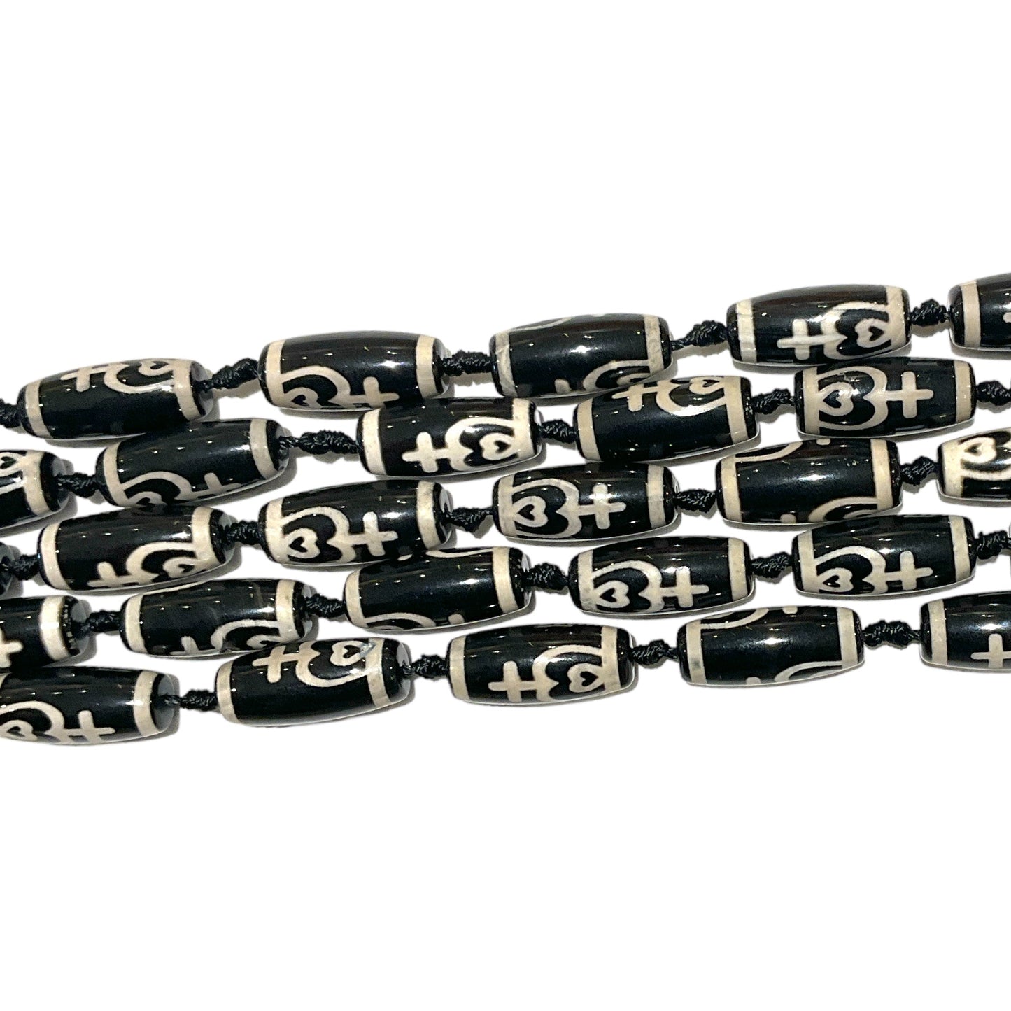 Fil Agate du Tibet 11x30mm Dzi #9 - Foliesbijoux