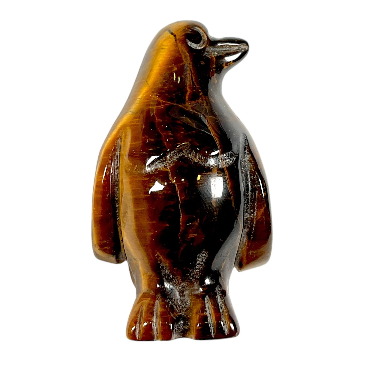 Figurine de pingouin en oeil de tigre - Foliesbijoux