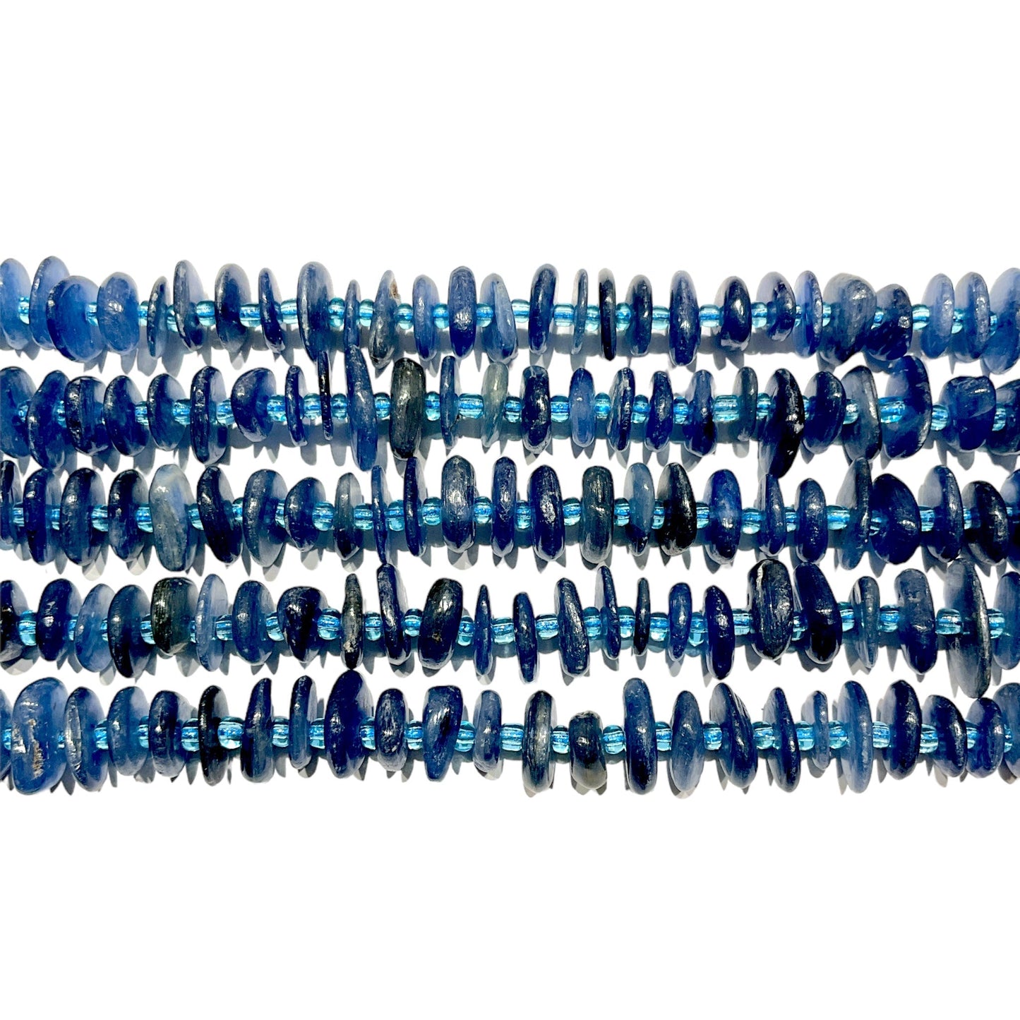 Fil de pierre baroque Cyanite bleue 5 x 12 mm - Foliesbijoux