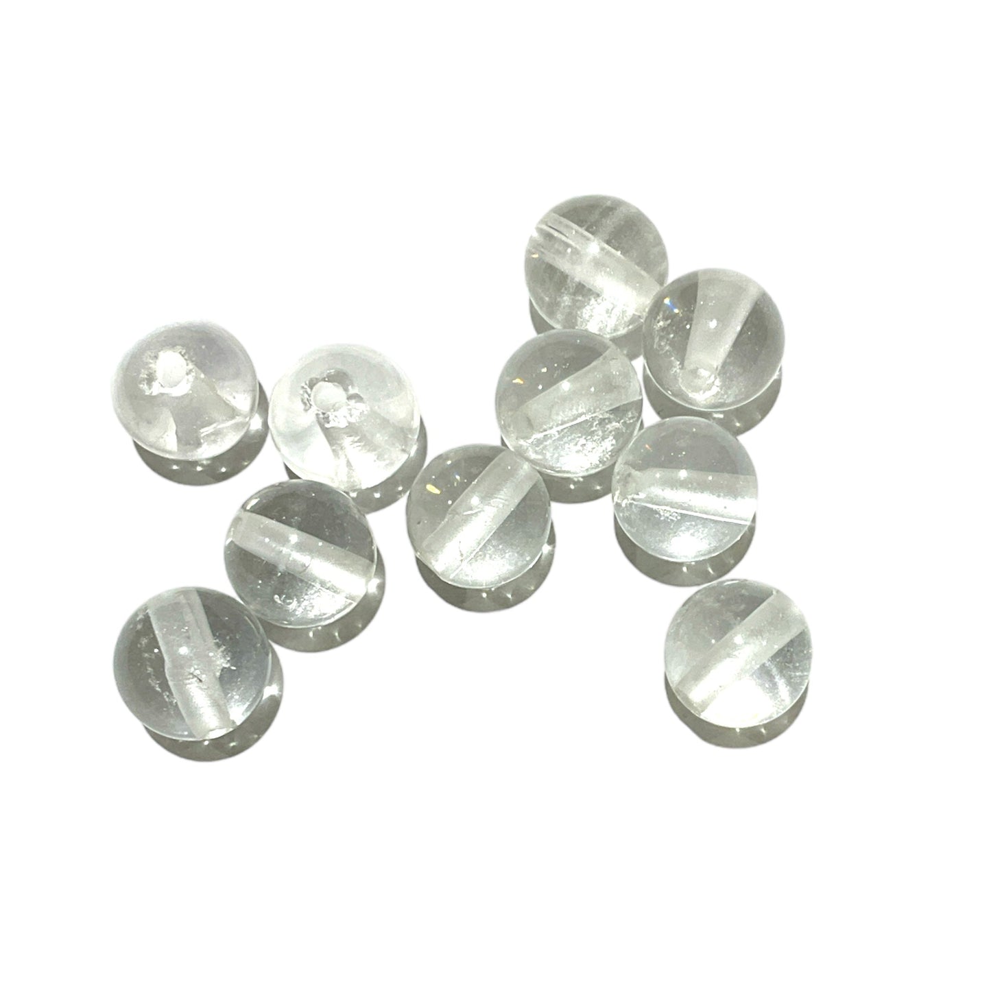 Lot de 10 perles Cristal de Roche – Trou de 1,5 mm - Foliesbijoux