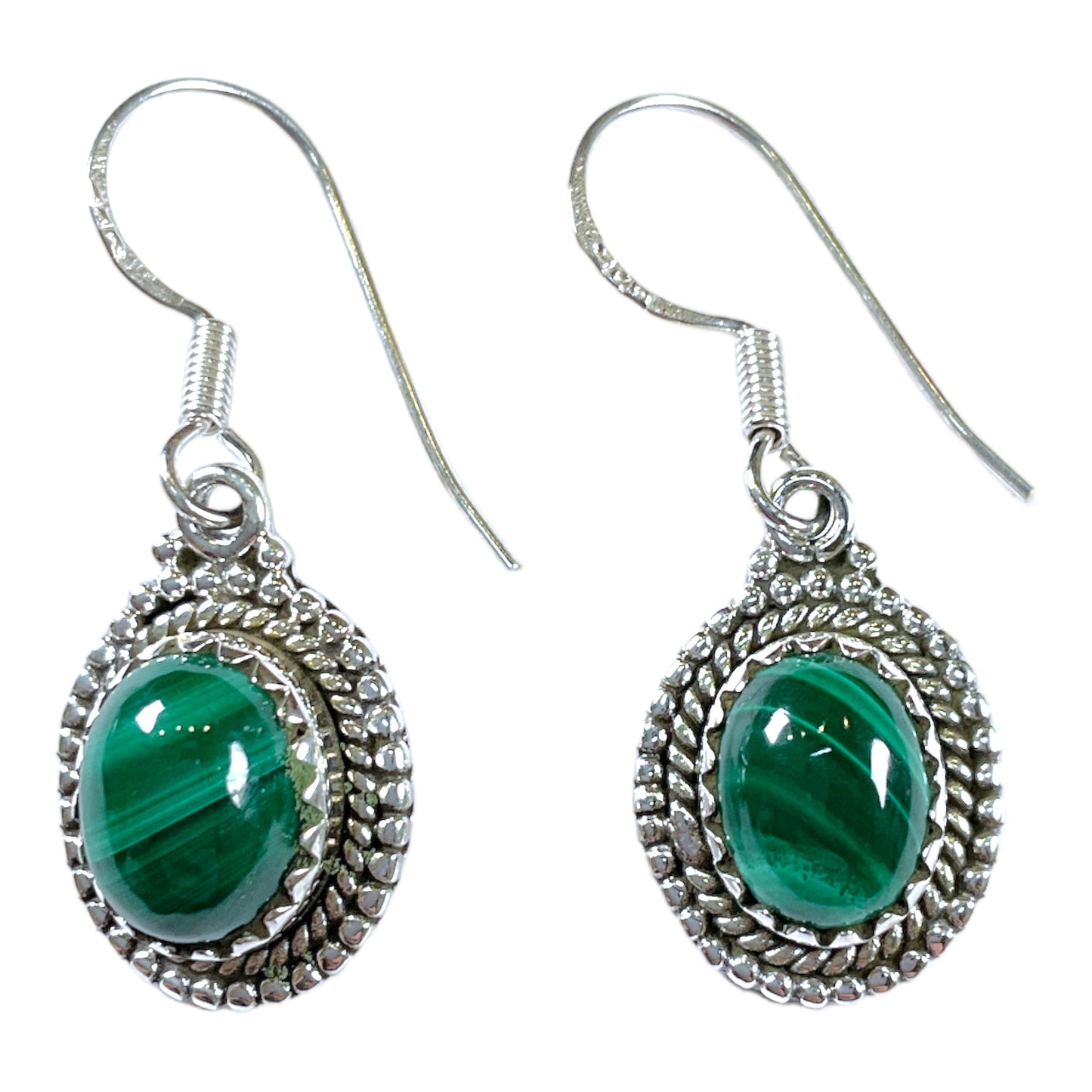 Boucle d'oreille en Argent 925 & malachite - Foliesbijoux