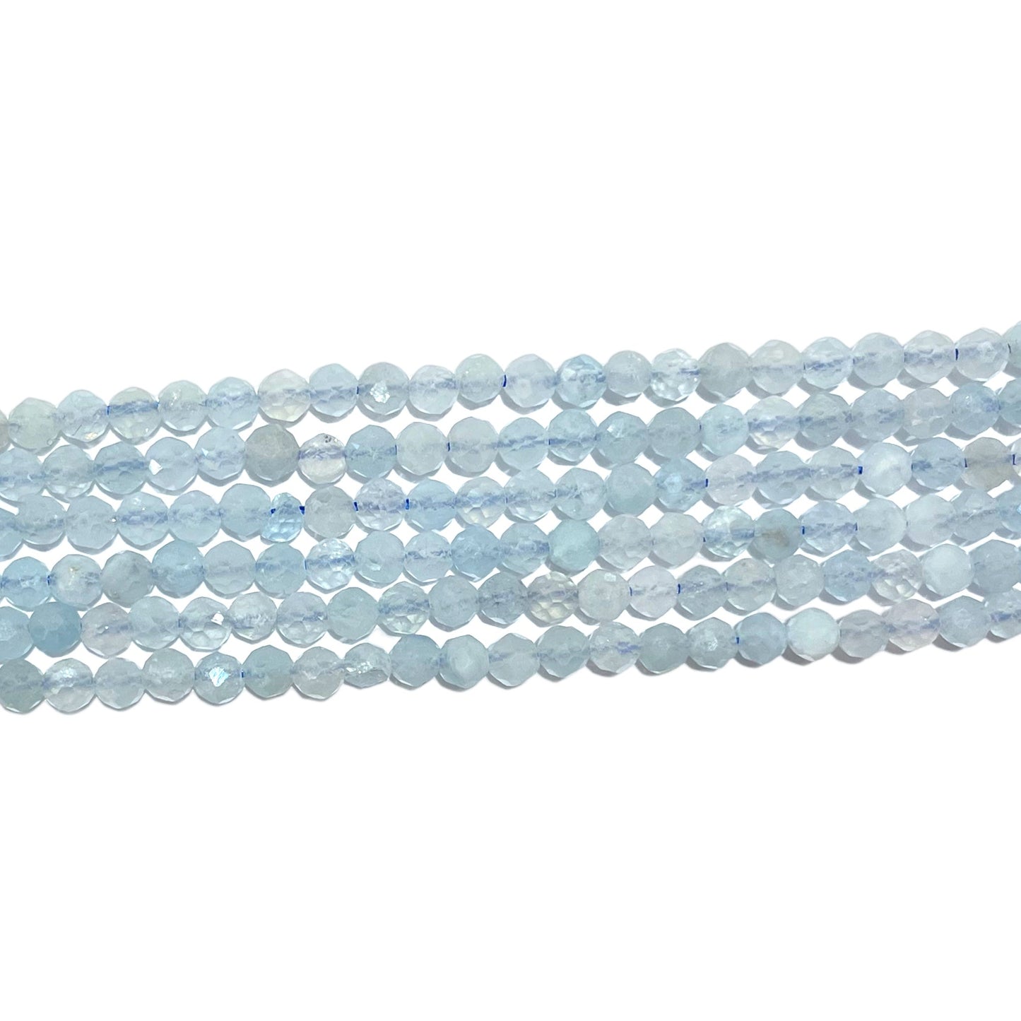 Fil de perles facettées Aigue marine - Foliesbijoux