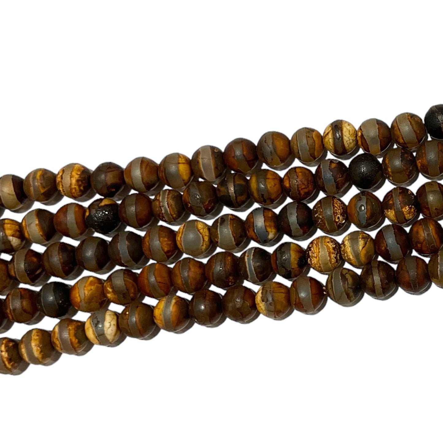 Fil de perle Agate du Tibet Dzi 6mm #69 - Foliesbijoux