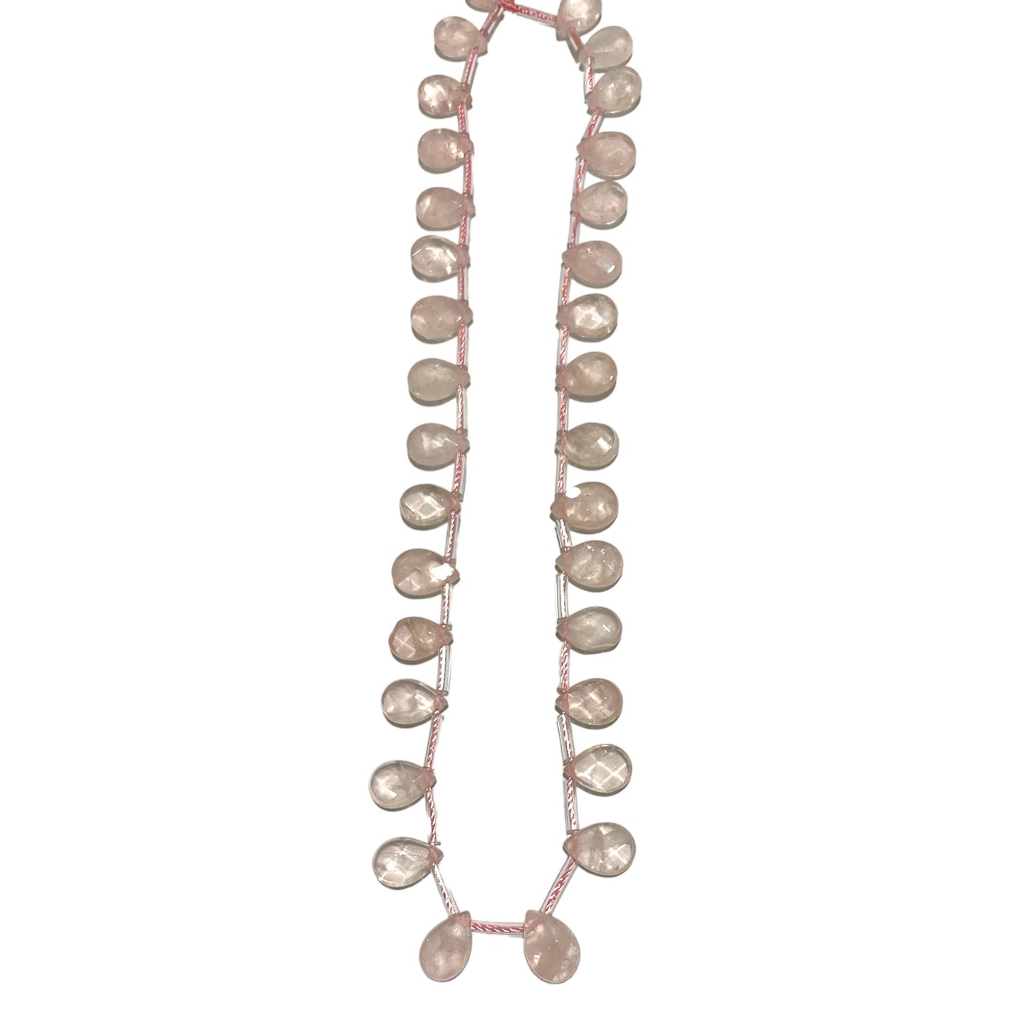 32 petits pendentifs Quartz rose goutte facetté plate - Foliesbijoux