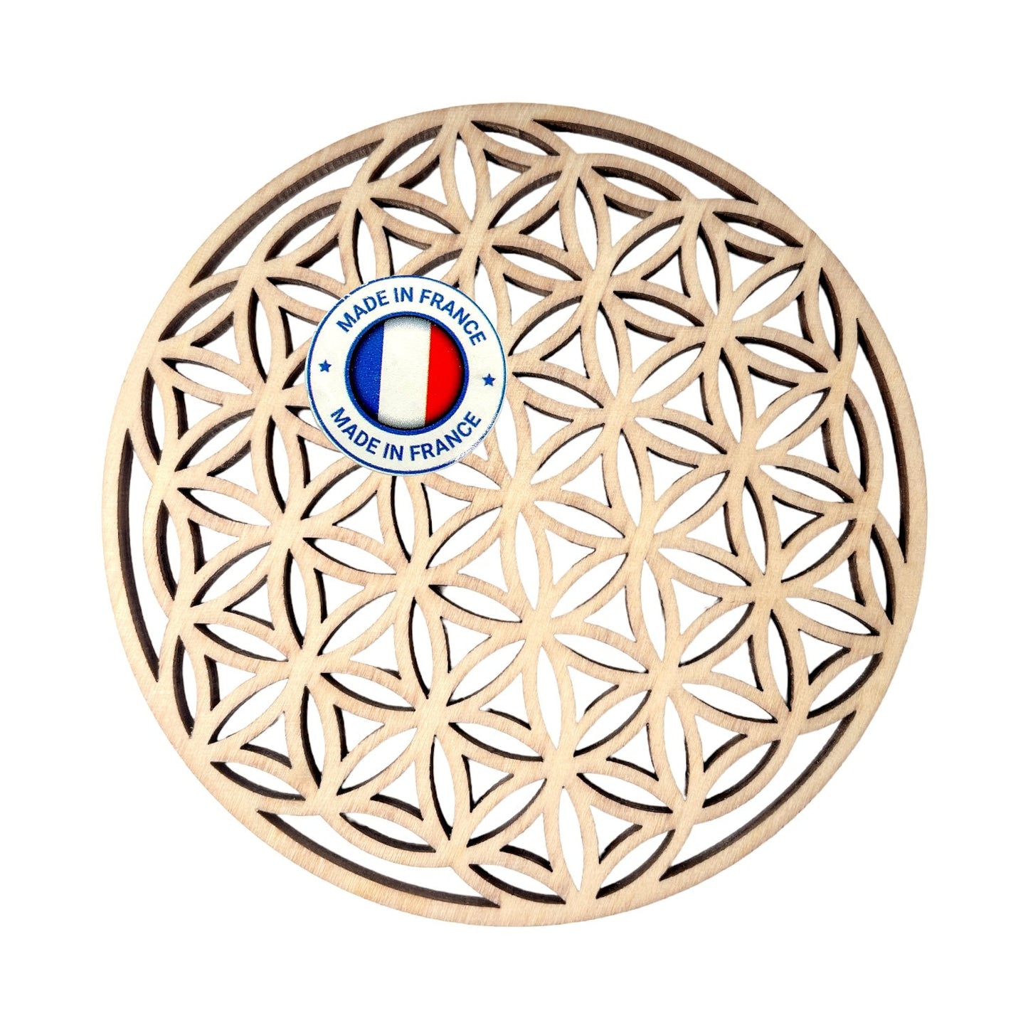 5 Plaque Fleur de vie creuse découpée en bois (référence ESO-001) - Foliesbijoux