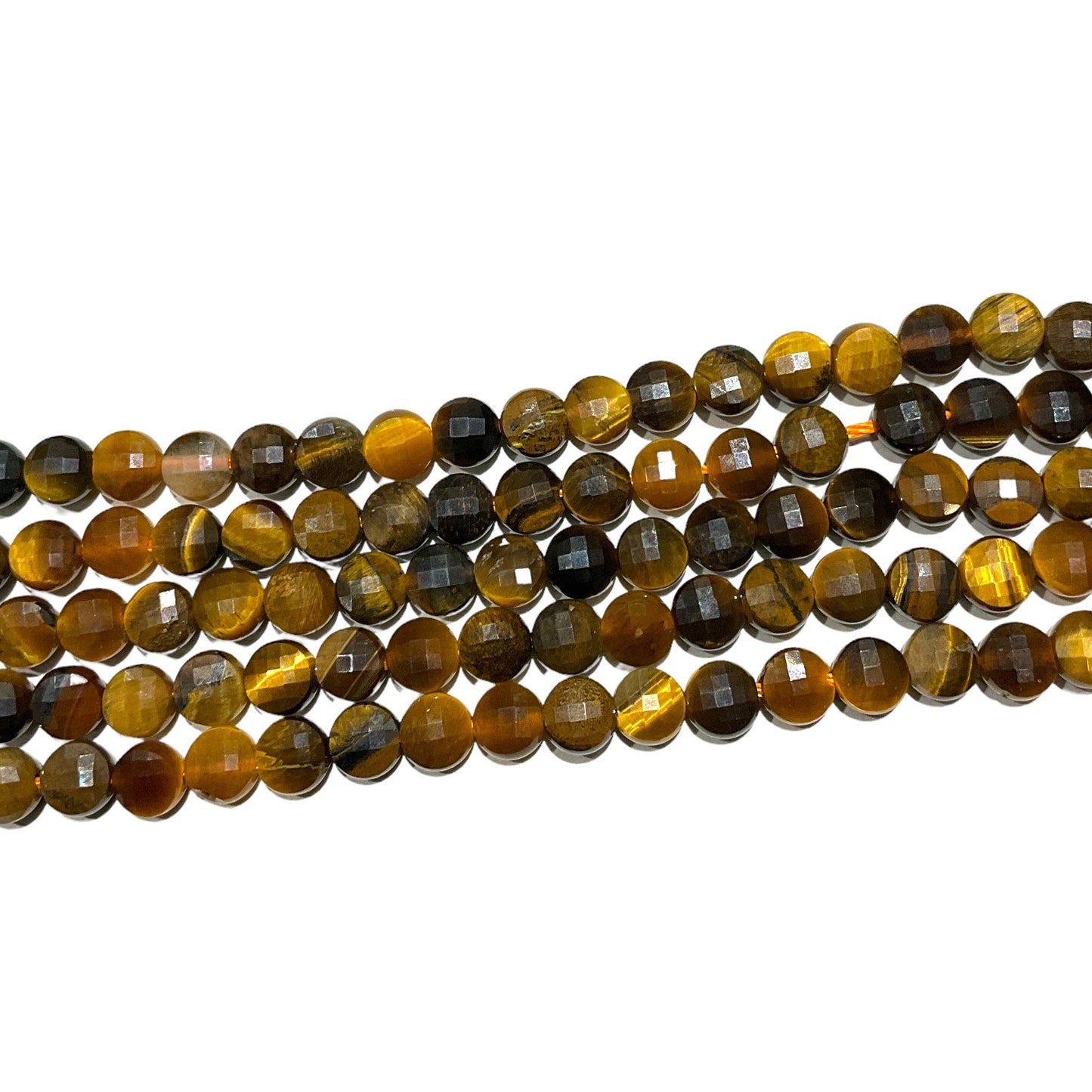 Fil oeil de tigre en rond plat facetté 5x5 - Foliesbijoux