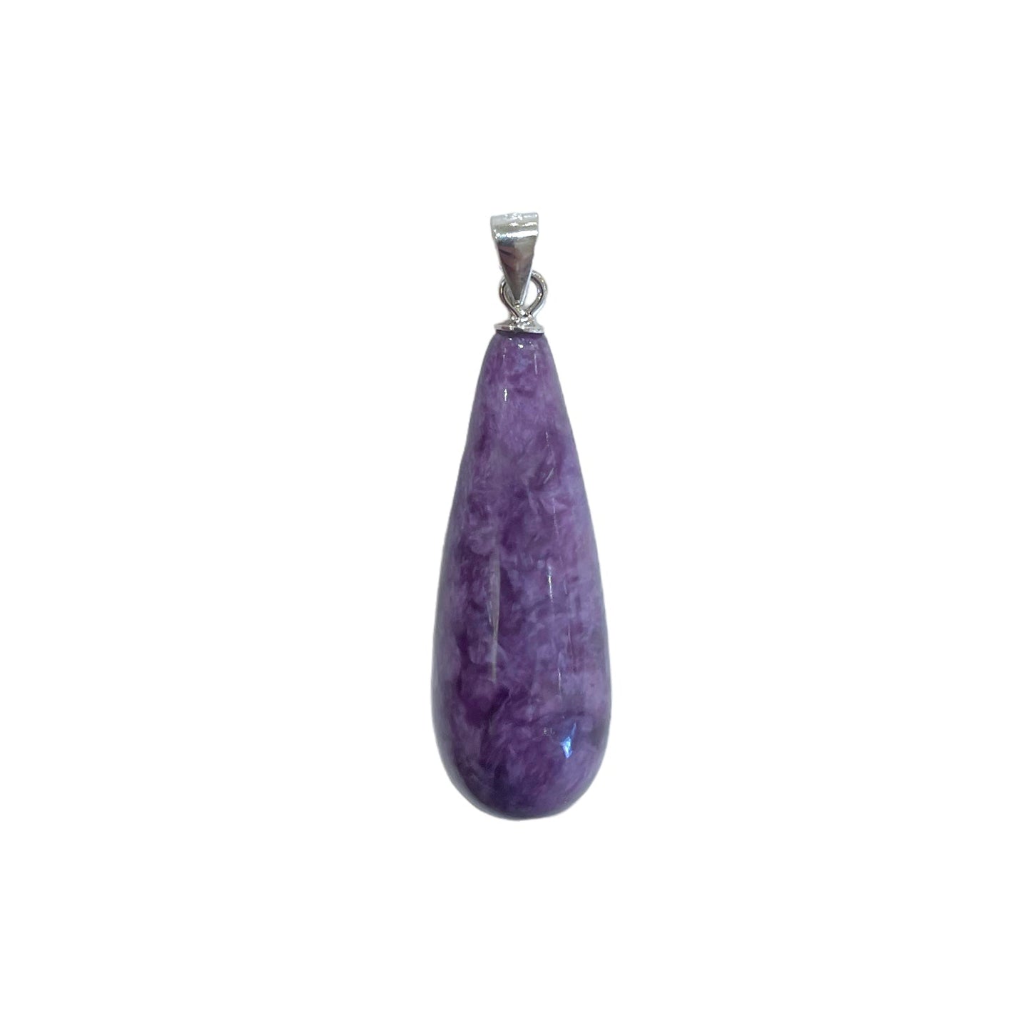 Pendentif Charoite goutte longue - Foliesbijoux