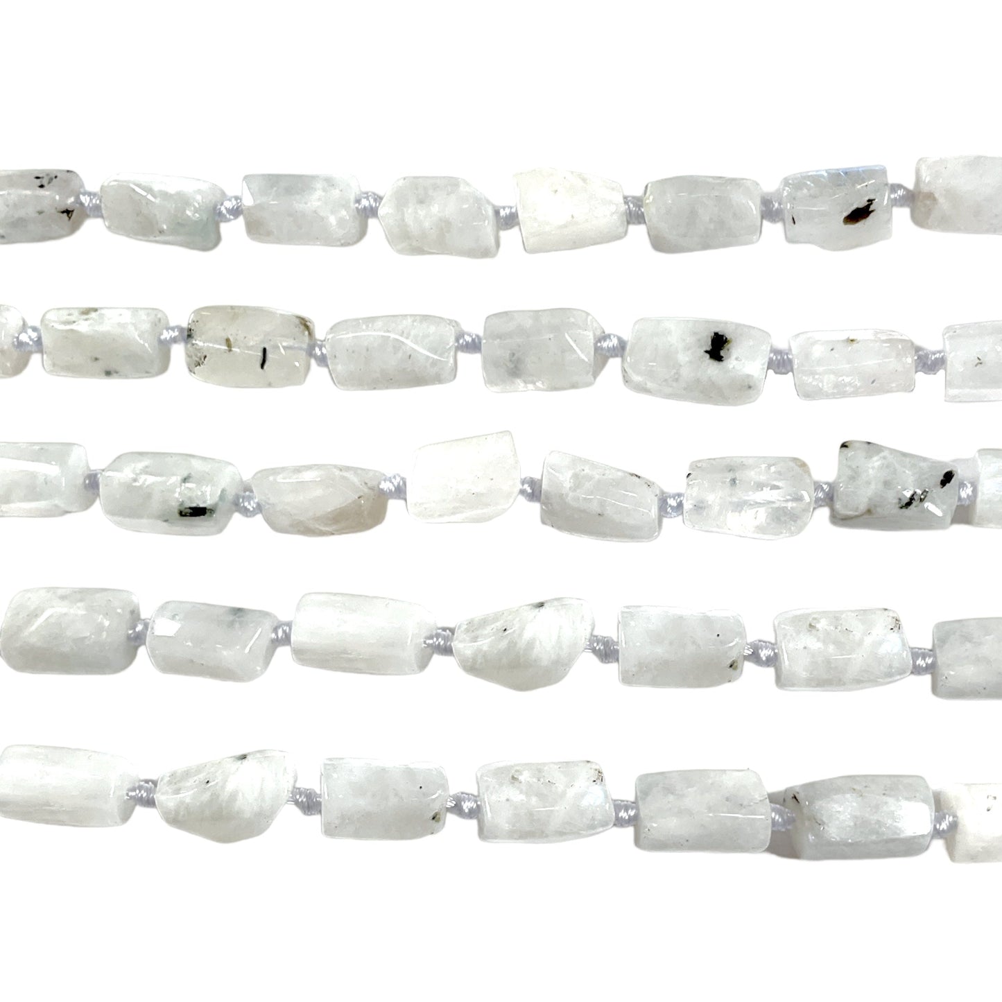 Fil Pierre de lune bleutée en rectangle 8 x 12 mm - Foliesbijoux