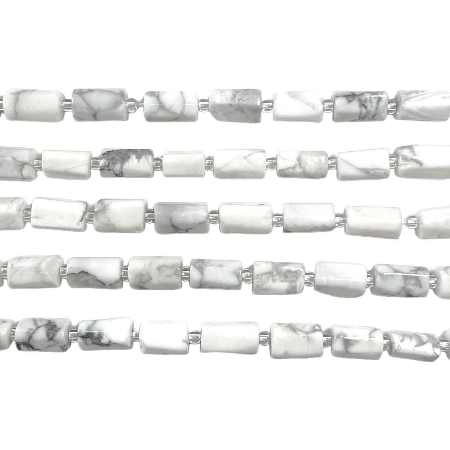 Fil Howlite en rectangle 8x12mm - Foliesbijoux