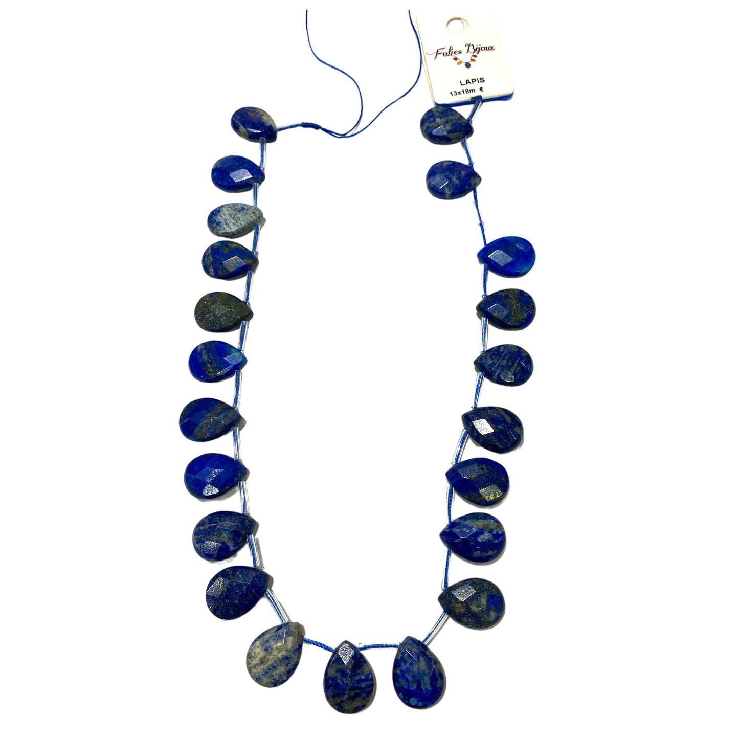 Lot de 22 pendentifs lapis goutte plate - Foliesbijoux