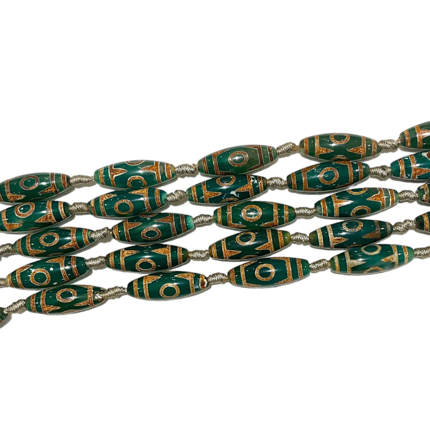 Fil Agate du Tibet 11x30mm Dzi #6 - Foliesbijoux