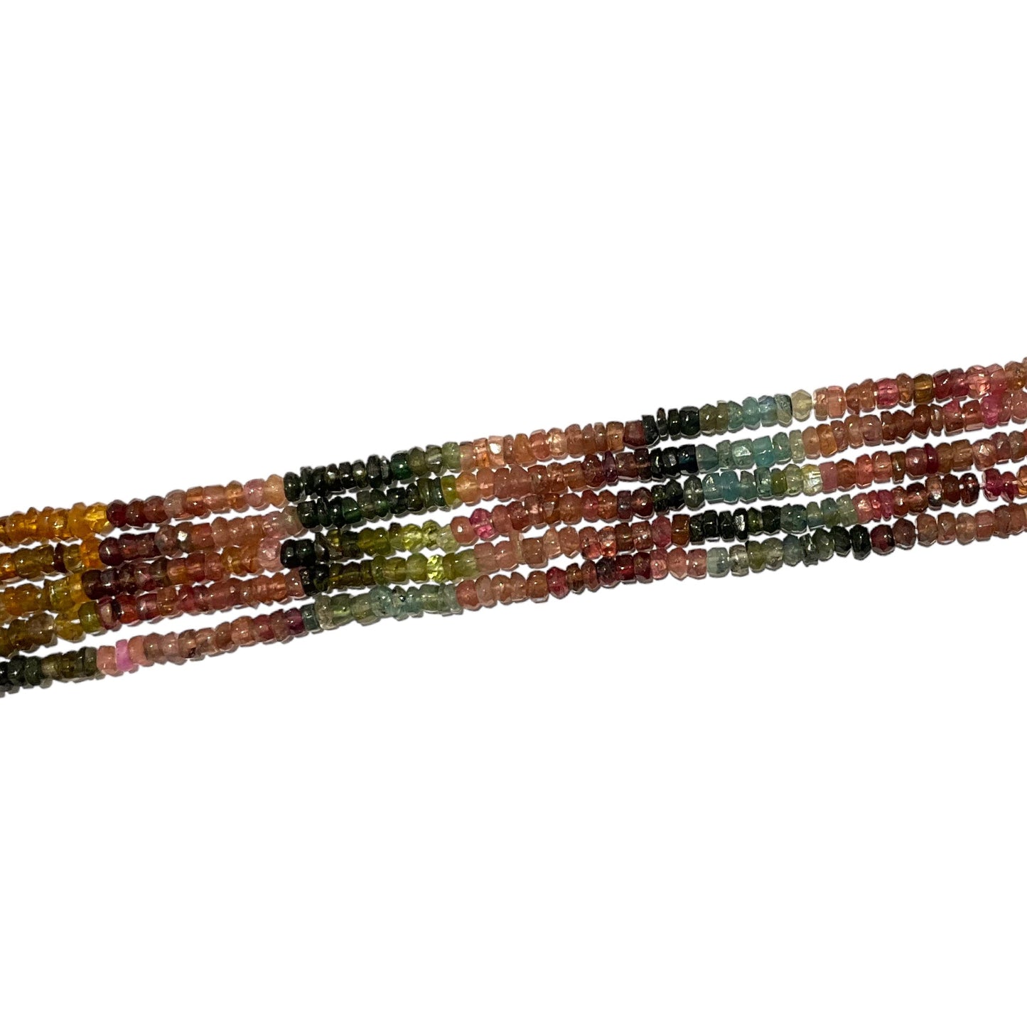 Fil de perles facettées Tourmaline multicolore 3x4mm - Foliesbijoux