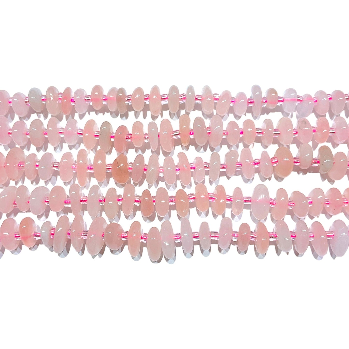 Fil de pierre baroque quartz rose 5 x 12 mm - Foliesbijoux