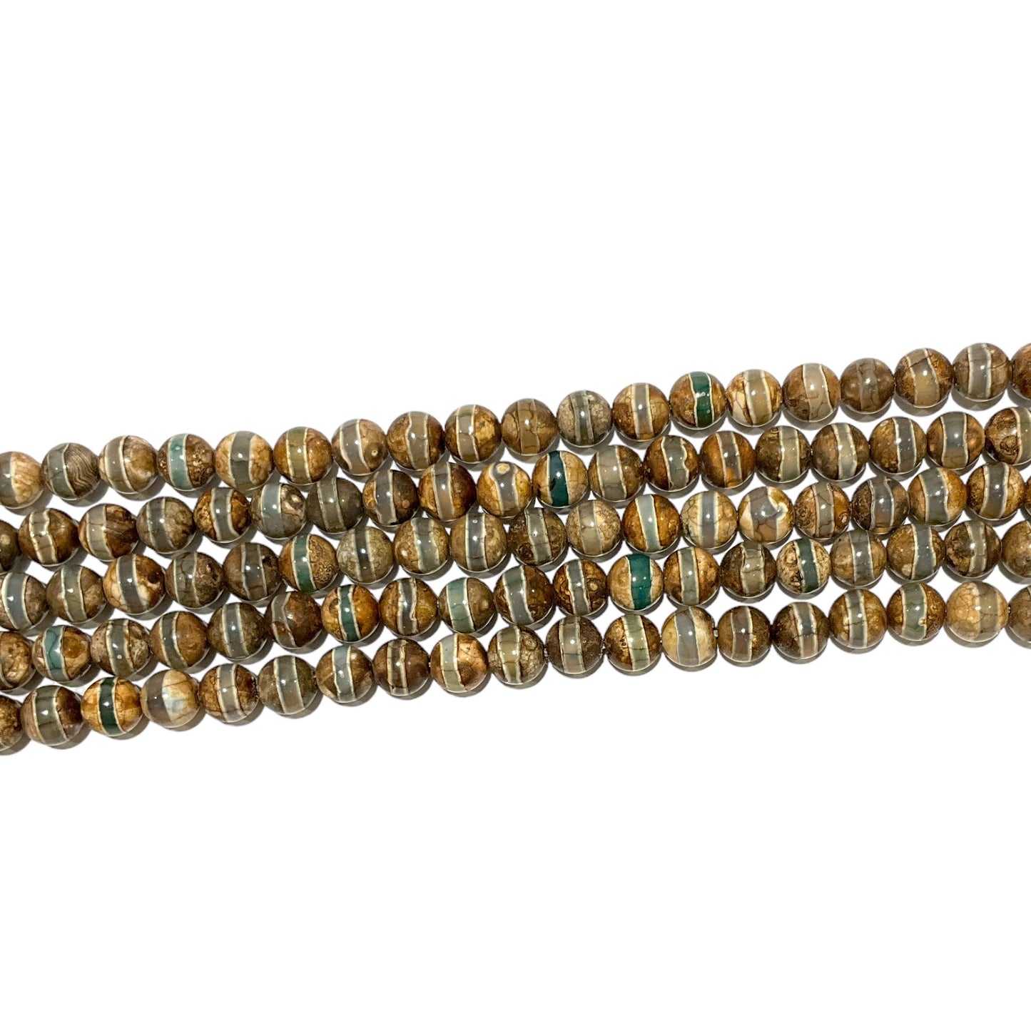 Fil de perle Agate du Tibet 8mm #36 - Foliesbijoux