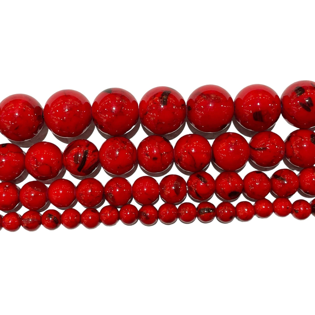Fil de perle Howlite coquillage rouge teinté - Foliesbijoux