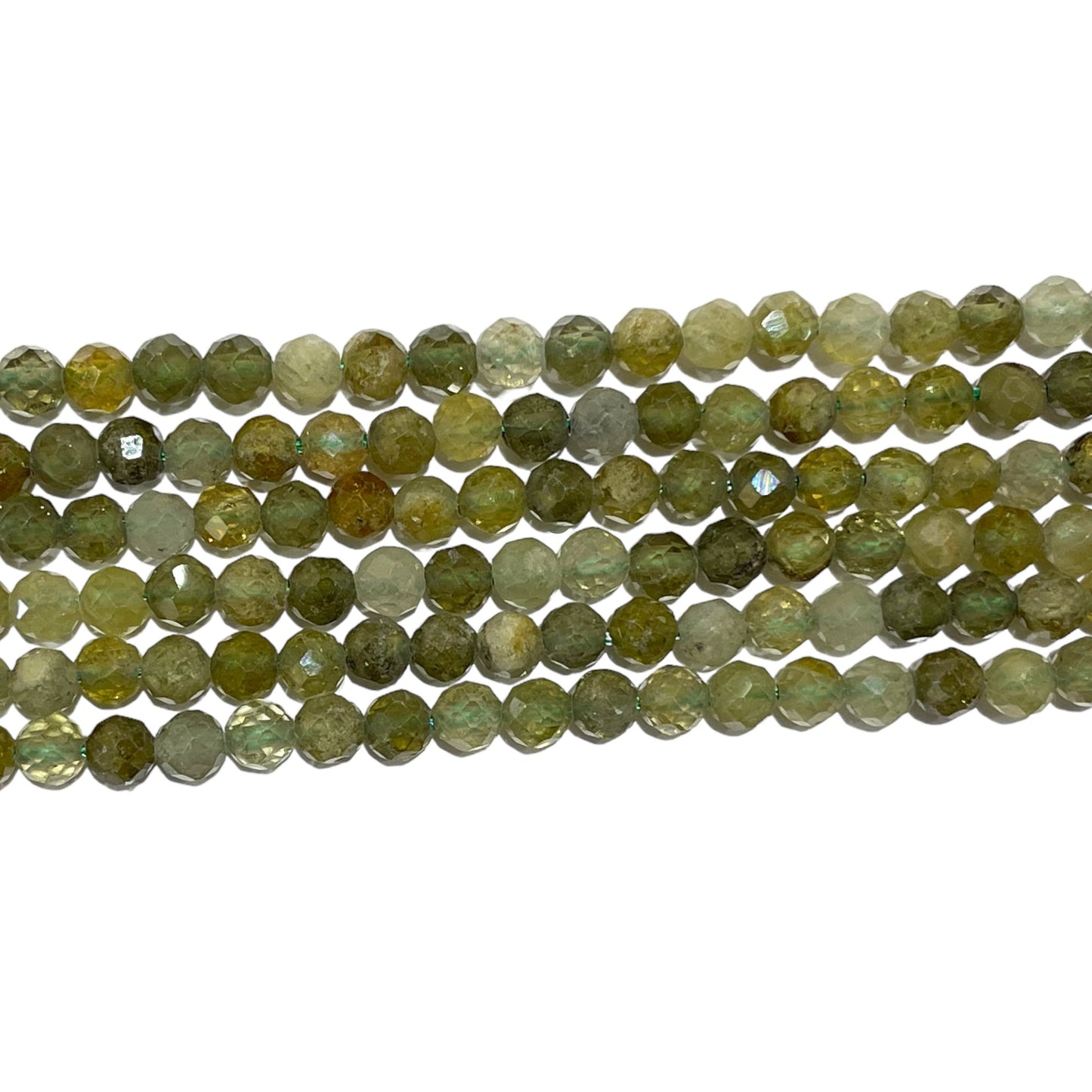 Fil de perles facettées Grenat vert - Foliesbijoux
