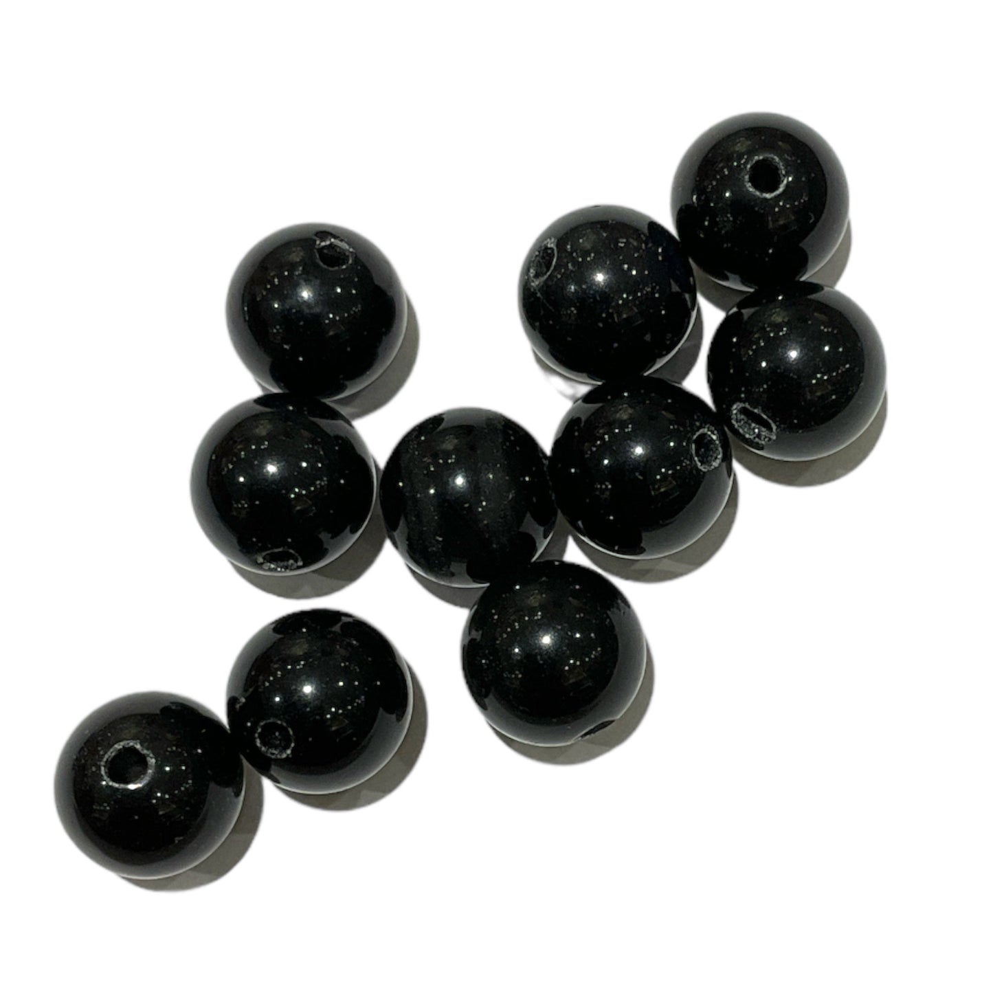 Lot de 10 perles Obsidienne noire – Trou de 1,5 mm - Foliesbijoux