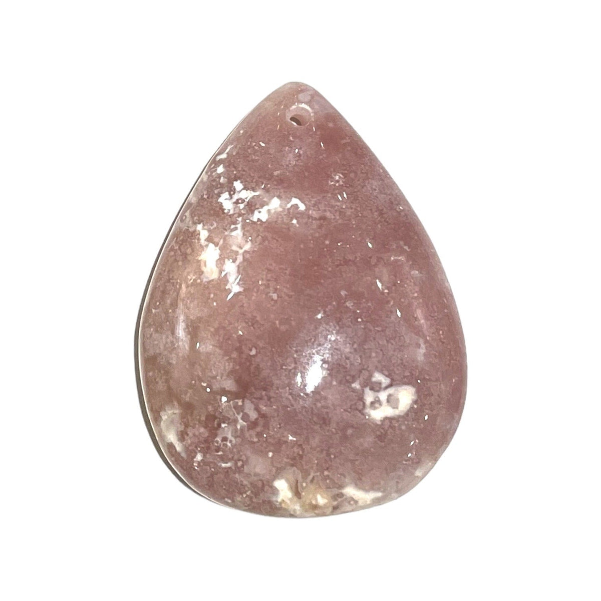 Pendentif Agate Fleur de cerisier goutte plate percé devant - Foliesbijoux