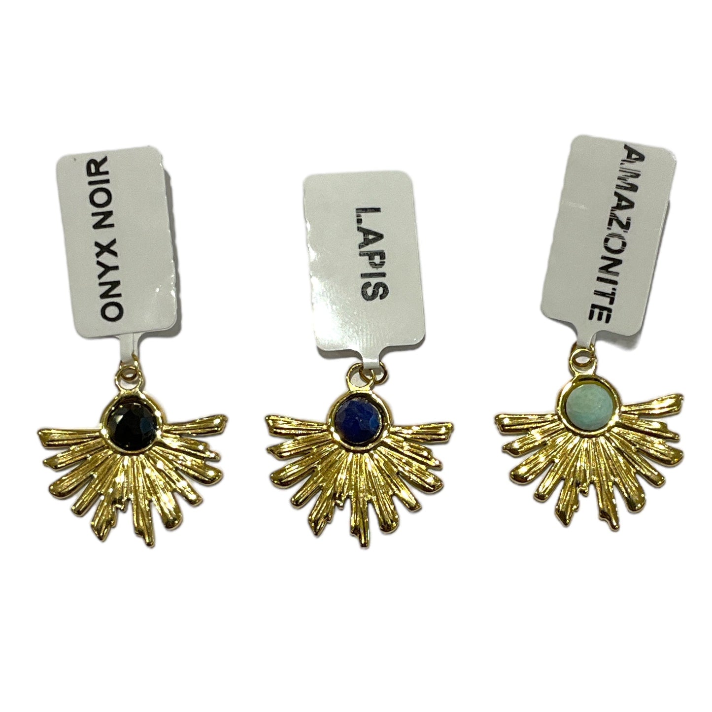 Pendentif forme soleil en pierre & acier inoxydable #1 - Foliesbijoux