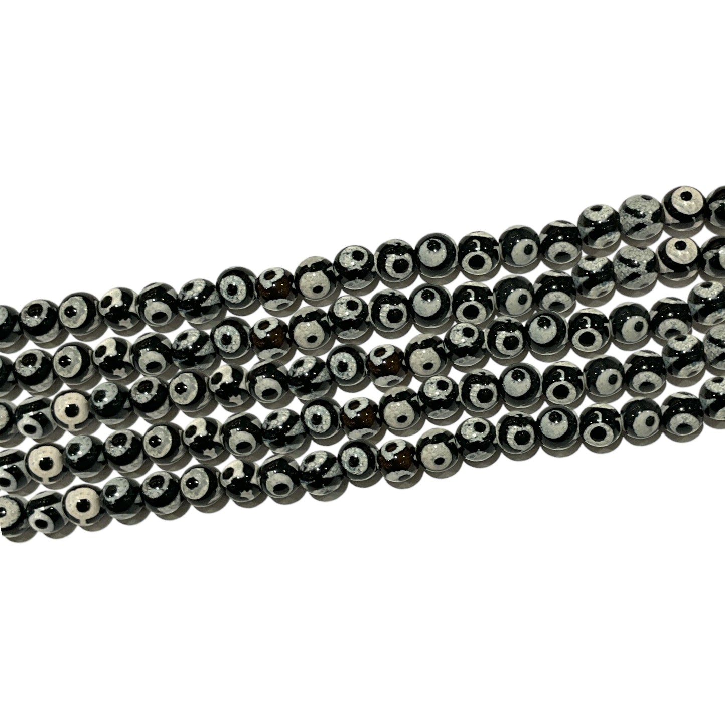 Fil de perle Agate du Tibet Dzi 6mm #65 - Foliesbijoux