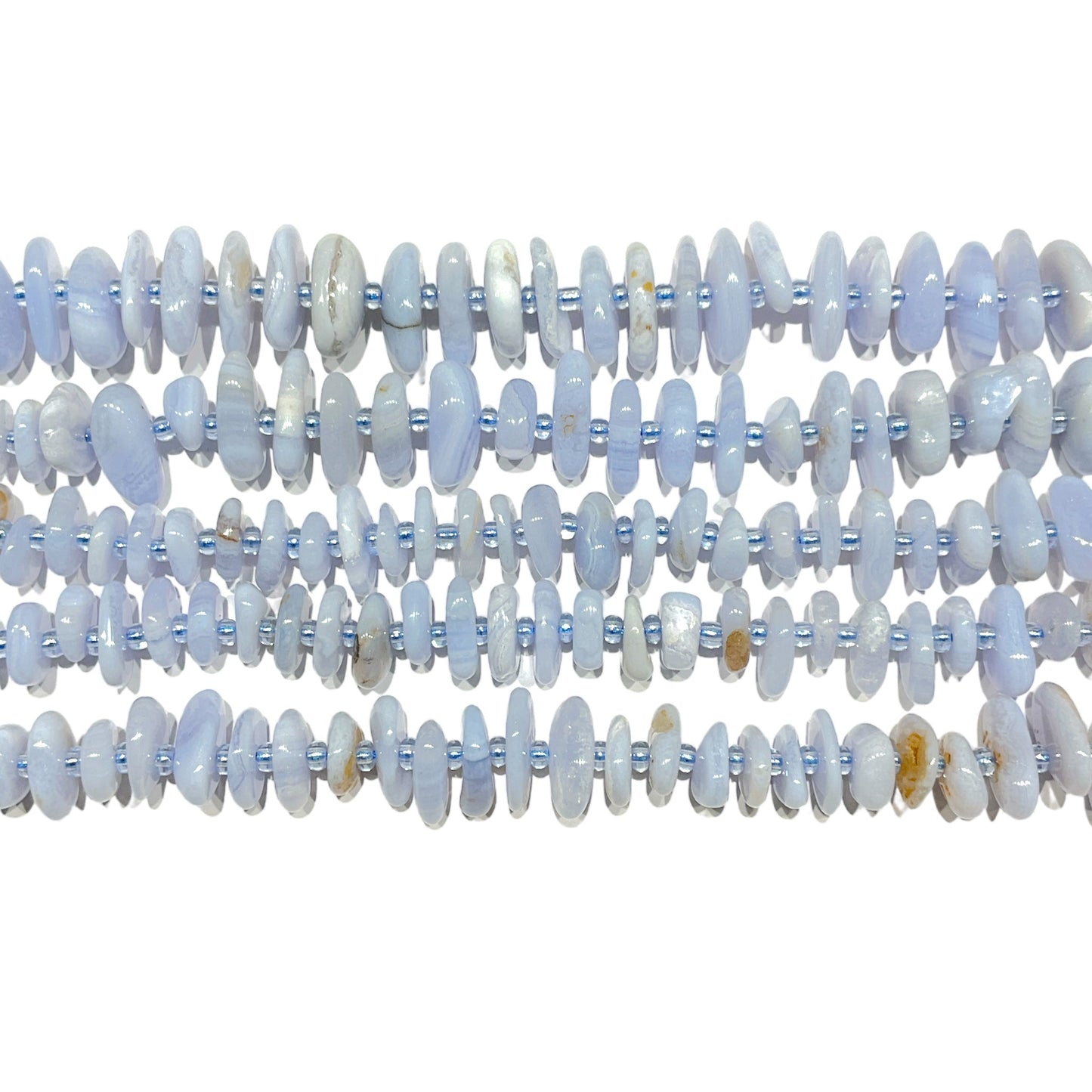 Fil de pierre baroque Calcédoine bleue 5 x 12 mm - Foliesbijoux