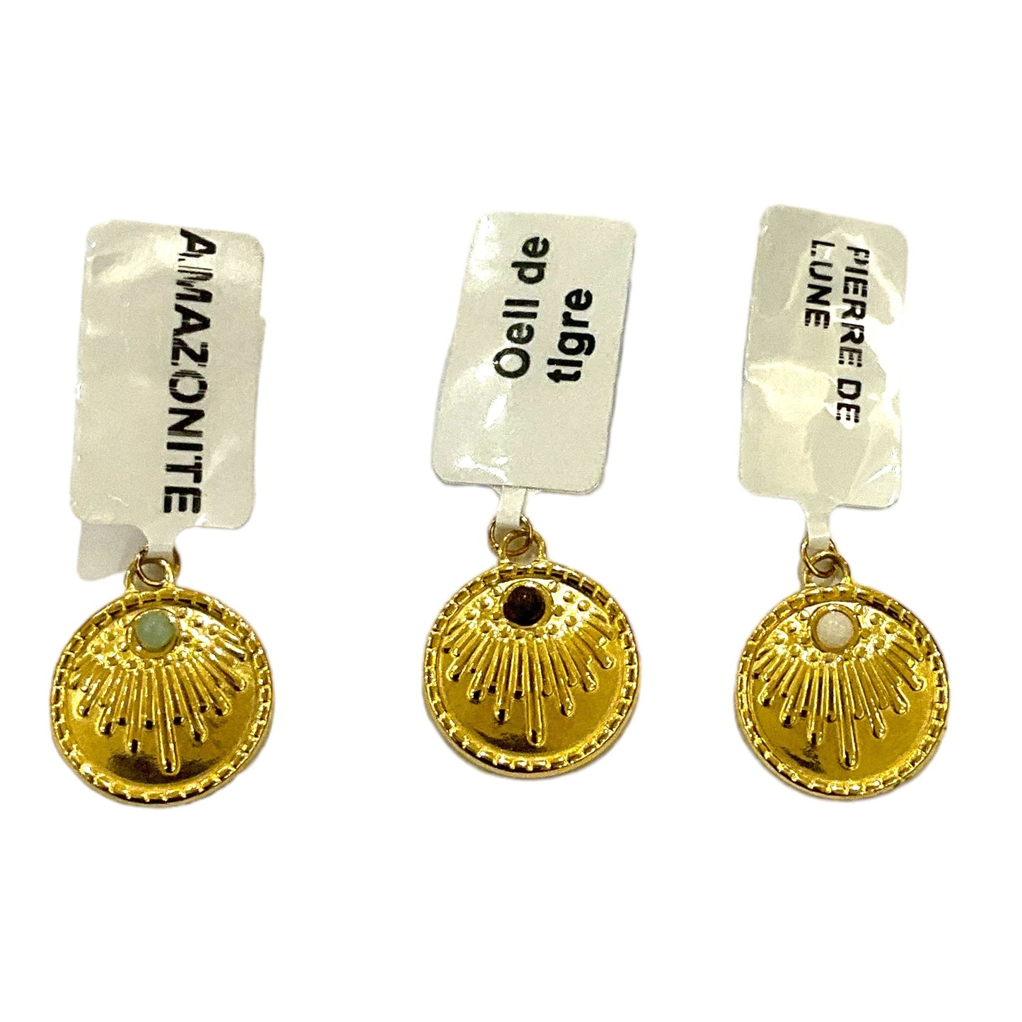 Pendentif en pierre & acier inoxydable #5 - Foliesbijoux