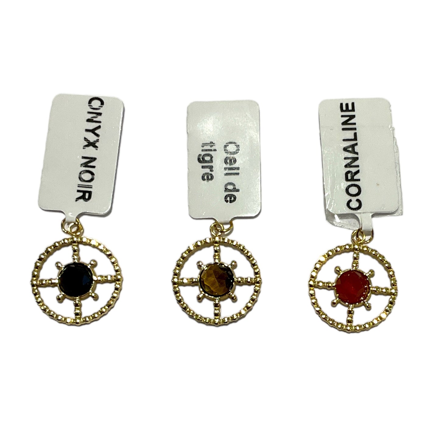 Pendentif forme ronde en pierre & acier inoxydable #4 - Foliesbijoux