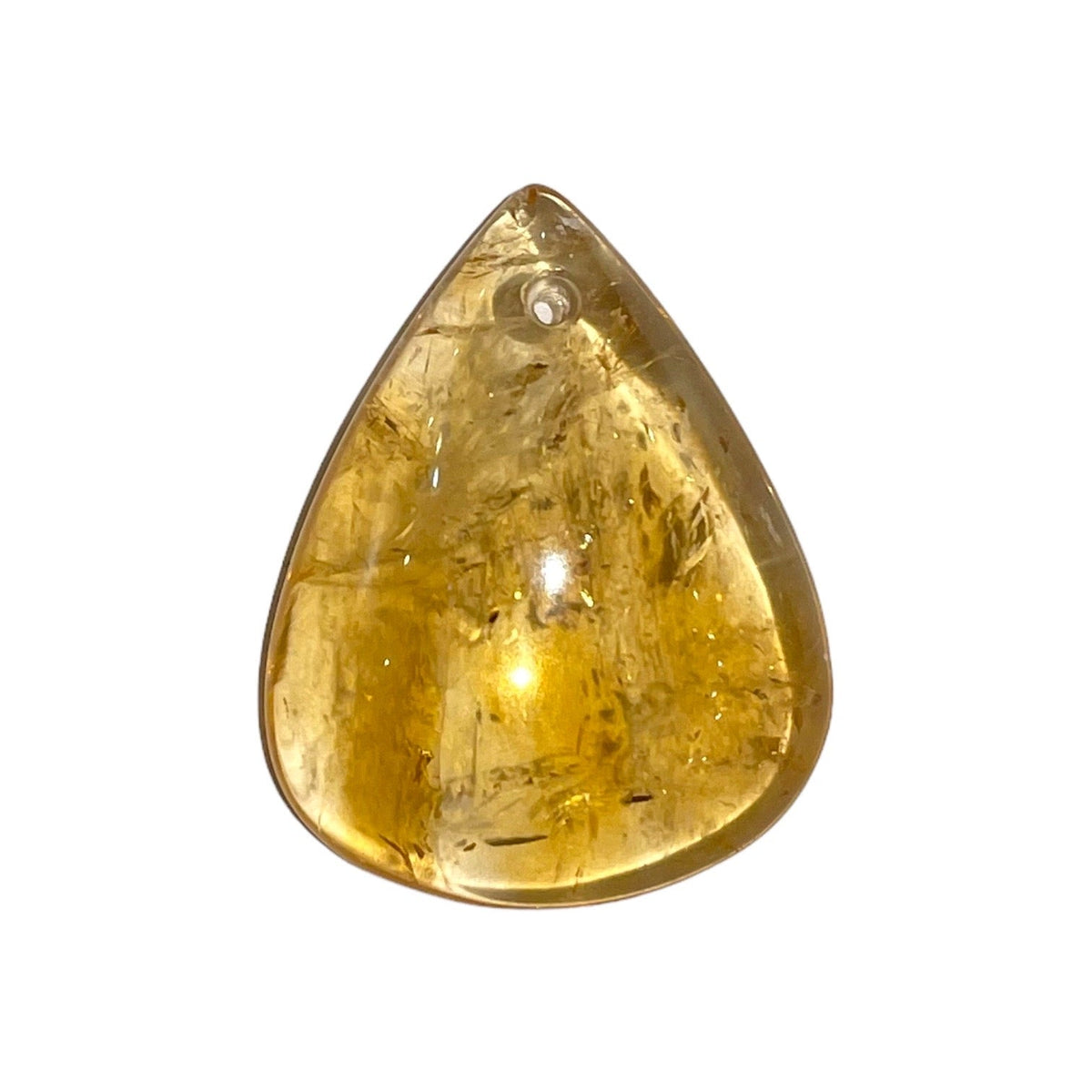 Pendentif Citrine chauffée goutte plate percé devant - Foliesbijoux