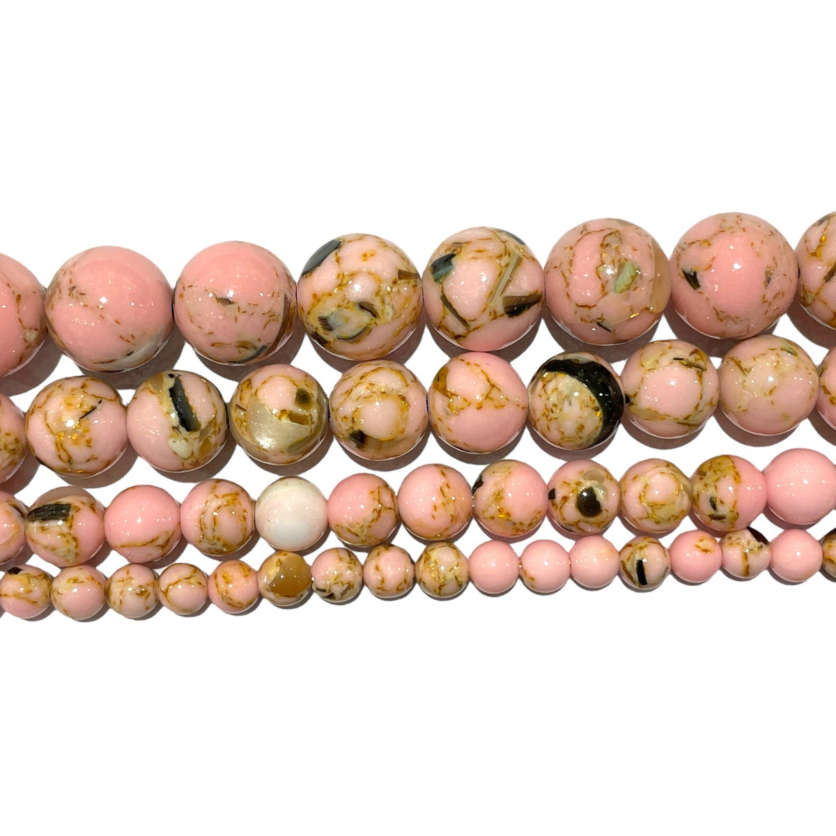 Fil de perle Howlite coquillage rose clair teinté - Foliesbijoux