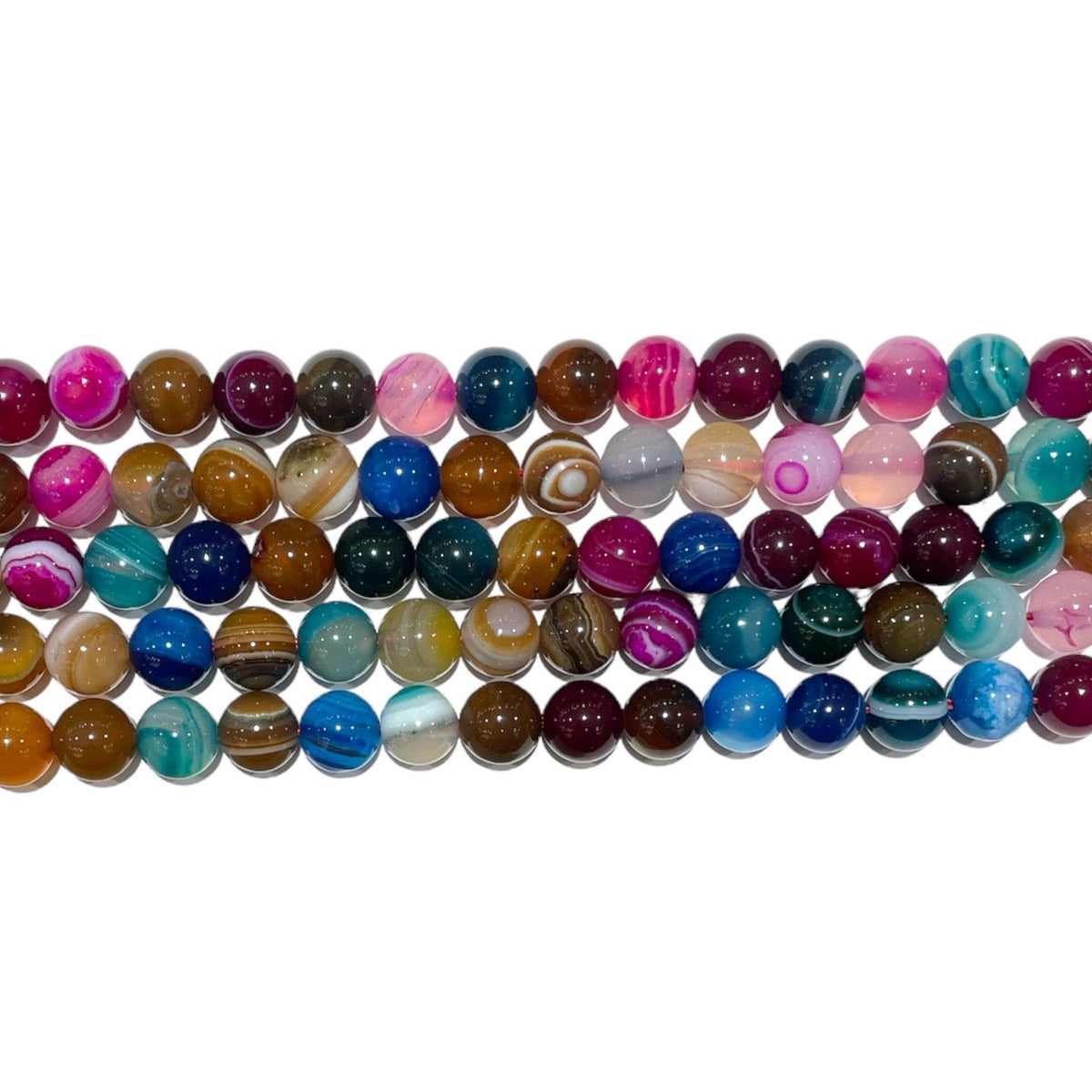 Fil de perle Agate multicolore chauffée - Foliesbijoux