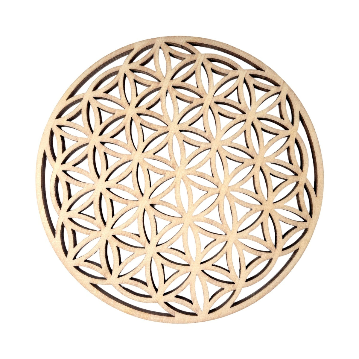 Plaque Fleur de vie creuse
découpée en bois (référence ESO-001) - Foliesbijoux