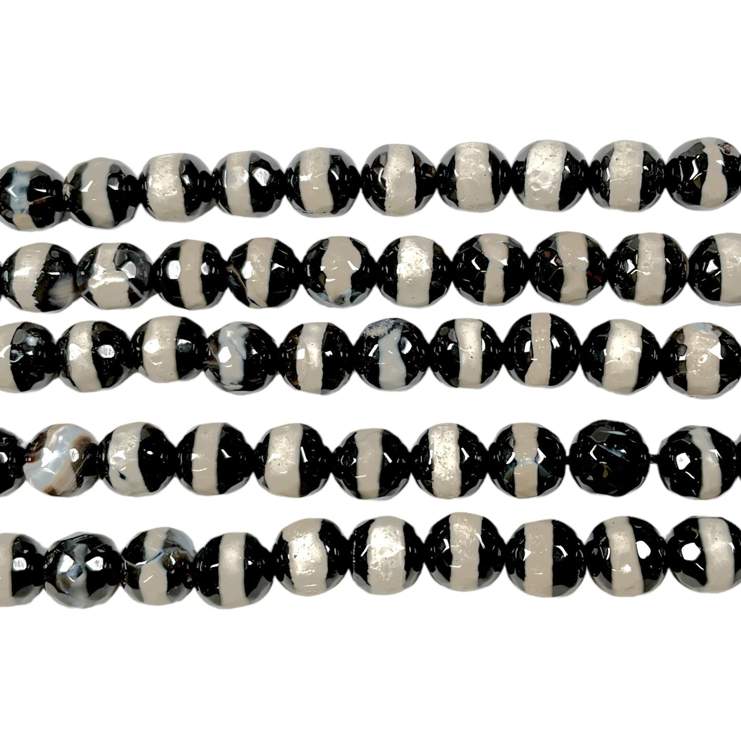 Fil de perle Agate du Tibet Dzi facetté #8 - Foliesbijoux