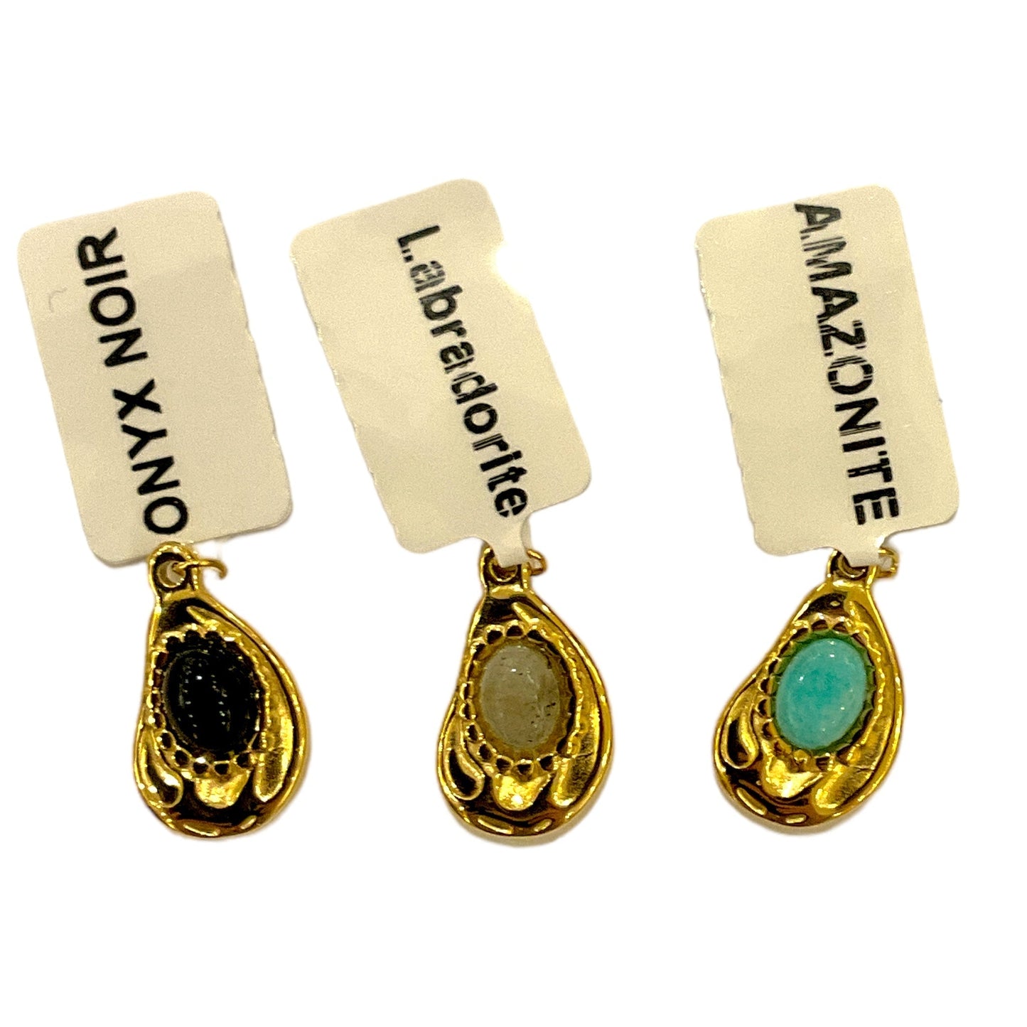 Pendentif en pierre & acier inoxydable #6 - Foliesbijoux