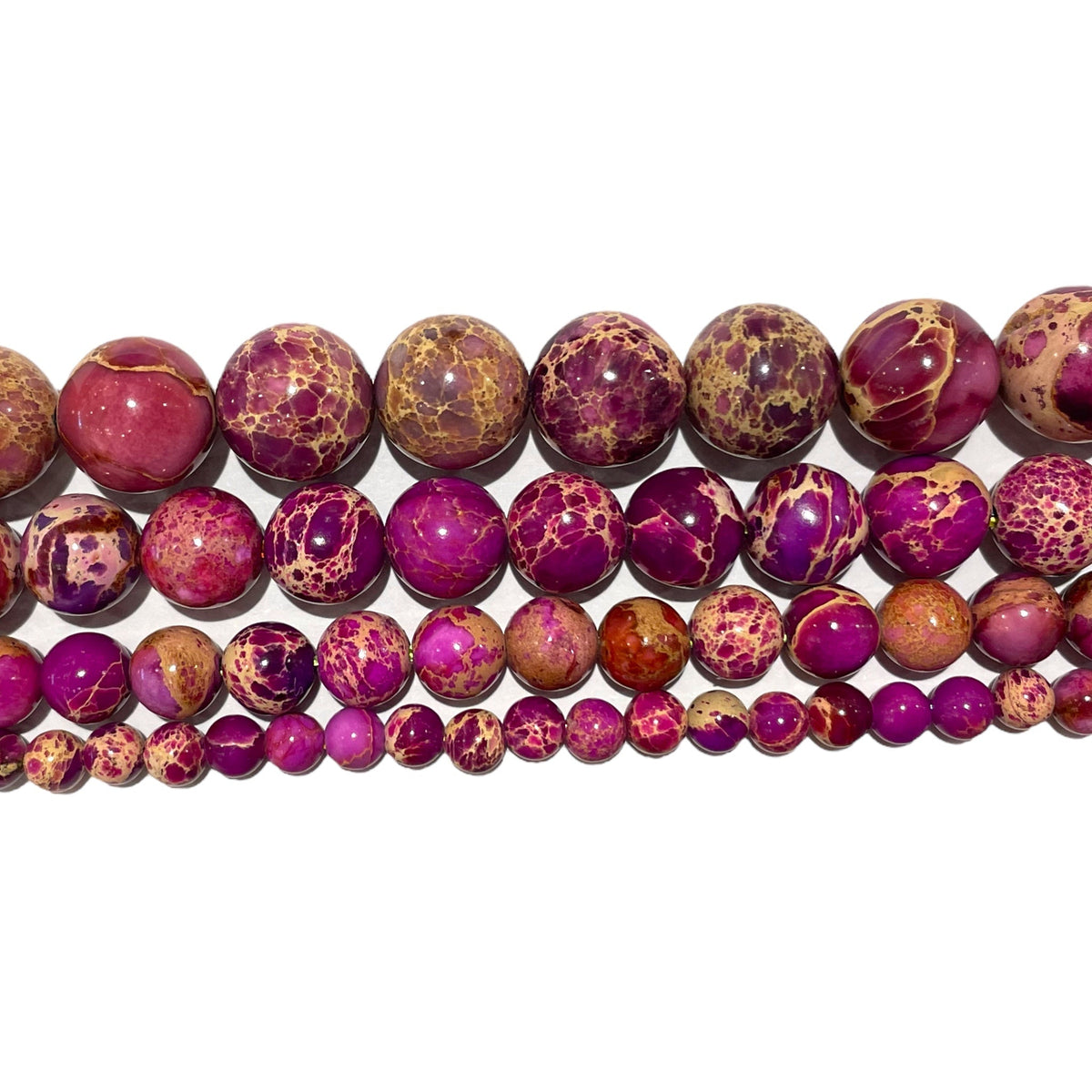 Fil de perle Jaspe Impérial rose chauffé - Foliesbijoux