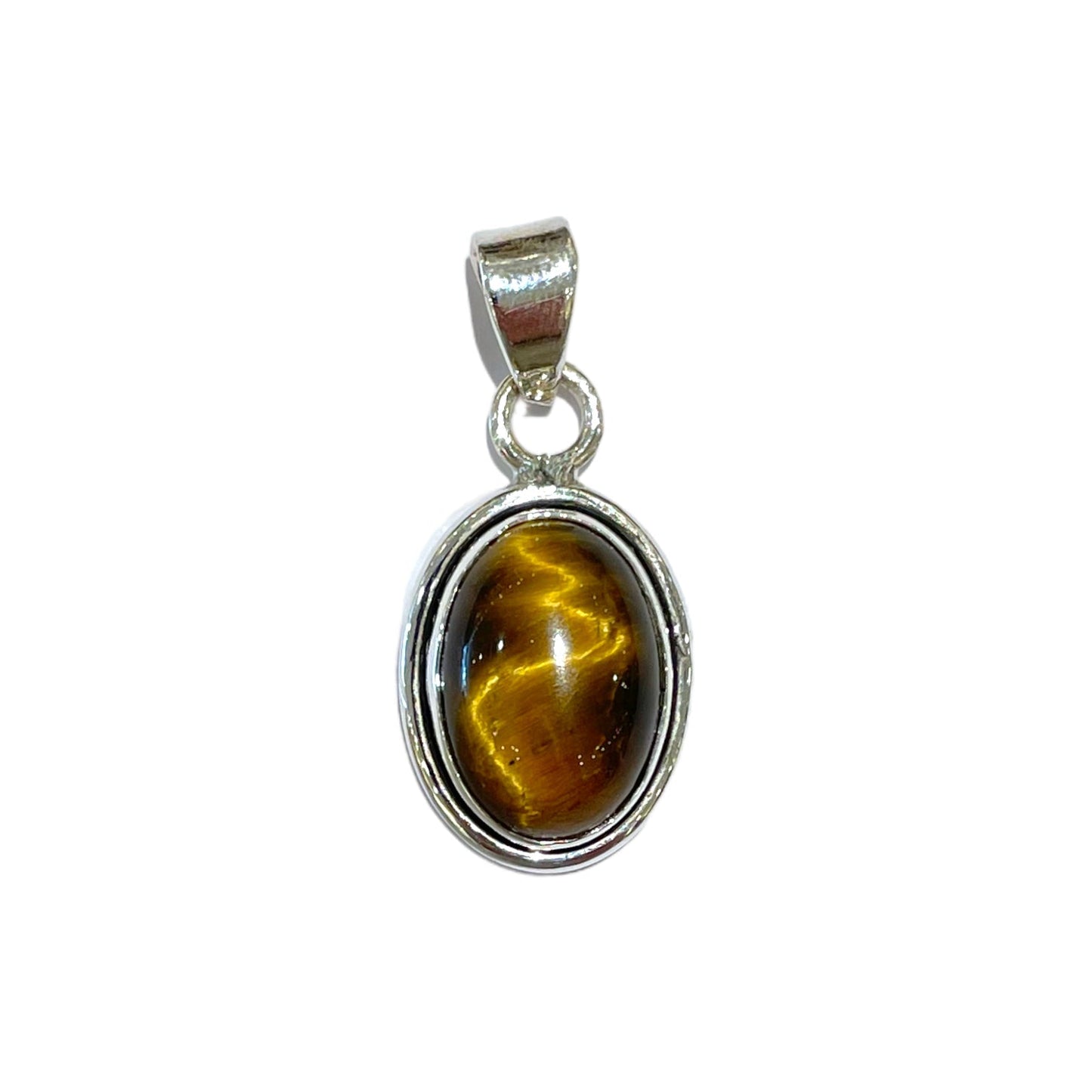 Pendentif Argent 925 & Oeil de tigre - Foliesbijoux
