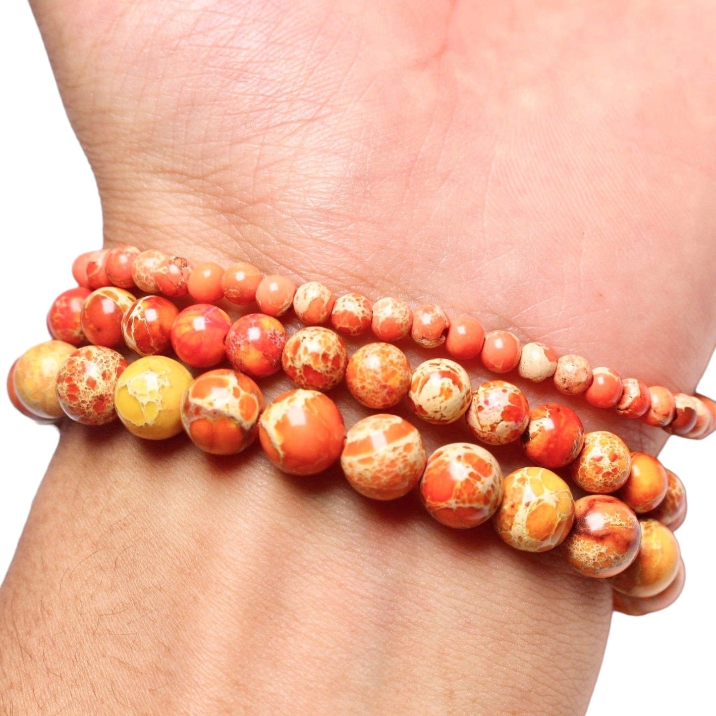 Bracelet Jaspe Impérial A orange chauffé - Foliesbijoux