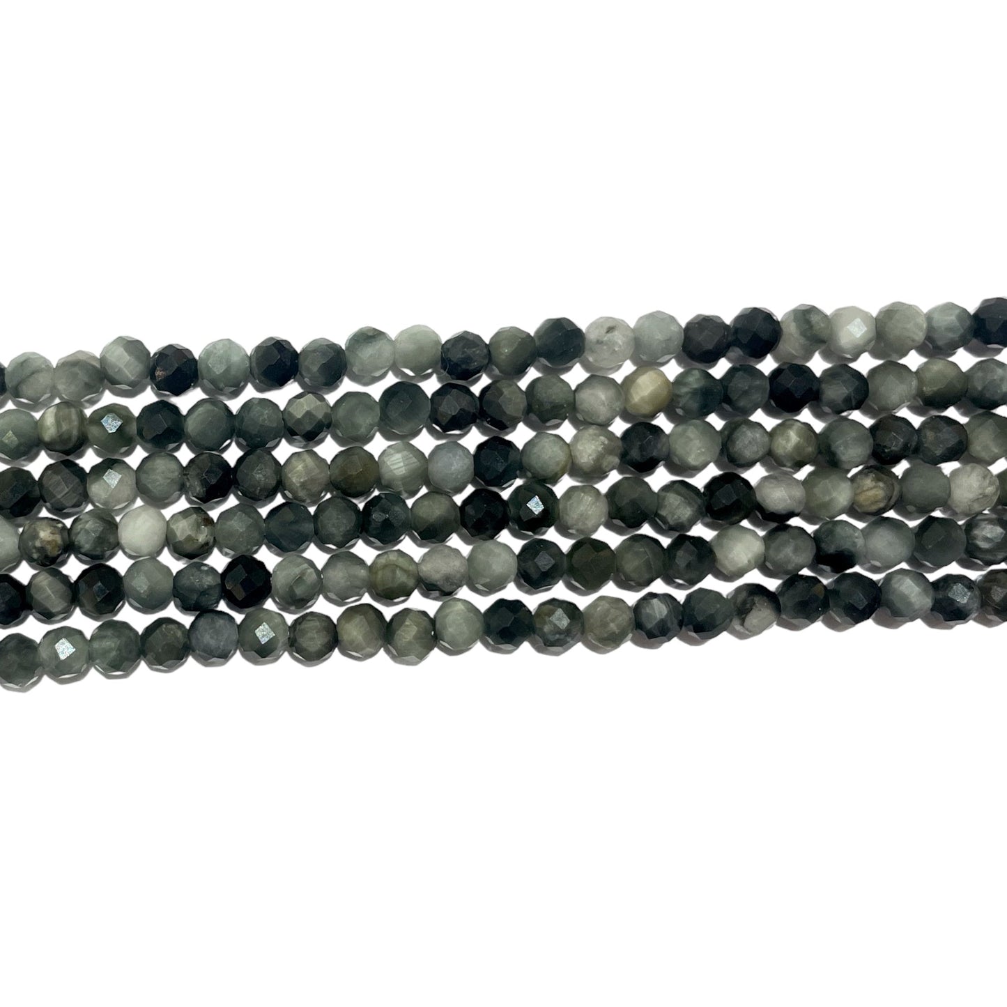 Fil de perles facettées Quartz œil de chat - Foliesbijoux