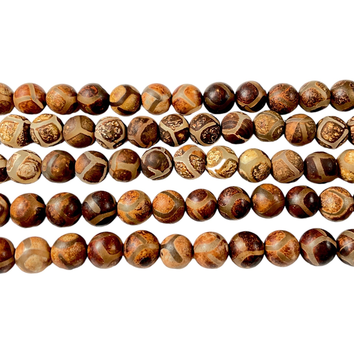 Fil de perle Agate du Tibet Dzi 8 mm matte #45 - Foliesbijoux